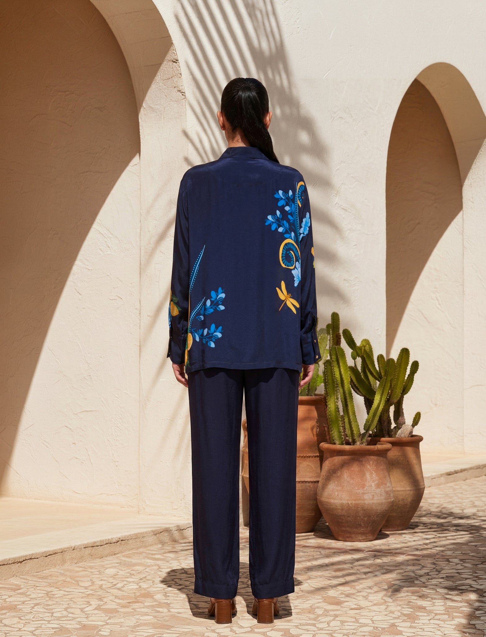 Azure Bloom Satin Co-ord Set