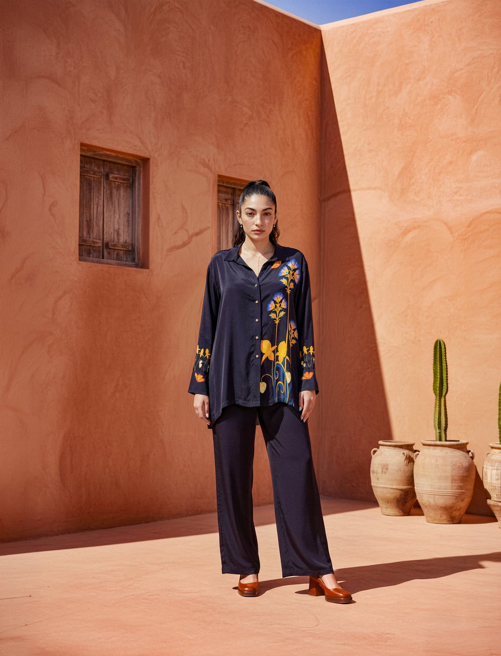 Midnight Botanical Satin Co-ord Set