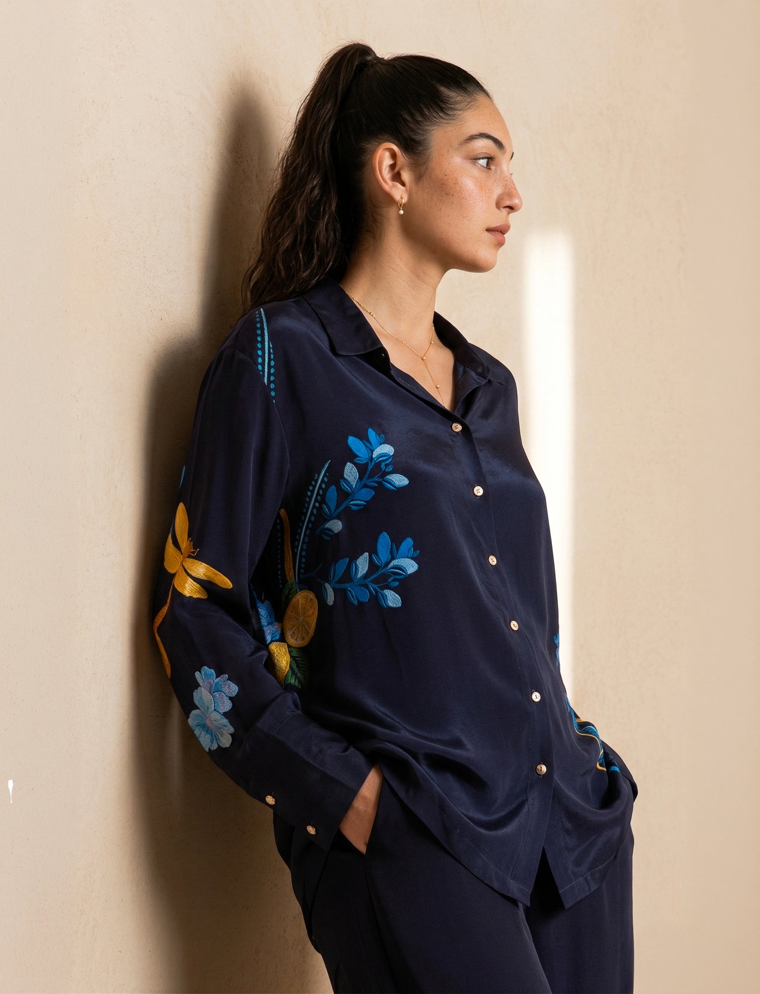 Azure Bloom Satin Co-ord Set