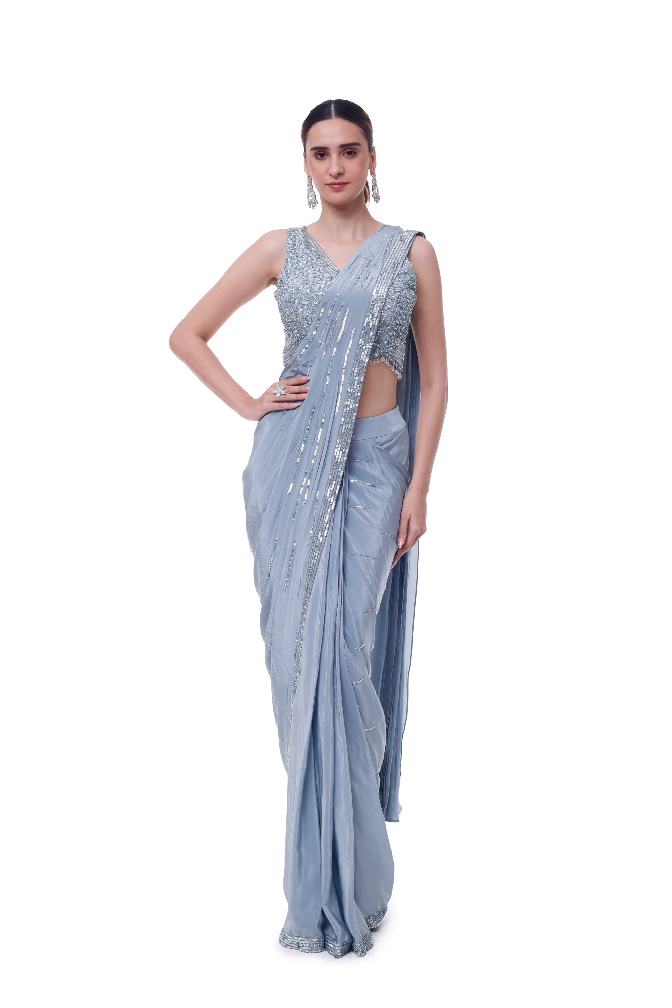 Onaya Cornflower Drape Saree