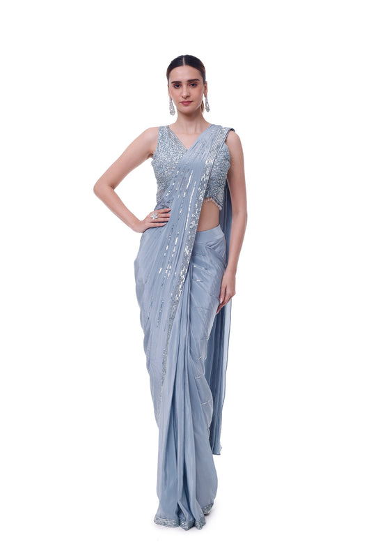 Onaya cornflower drape saree