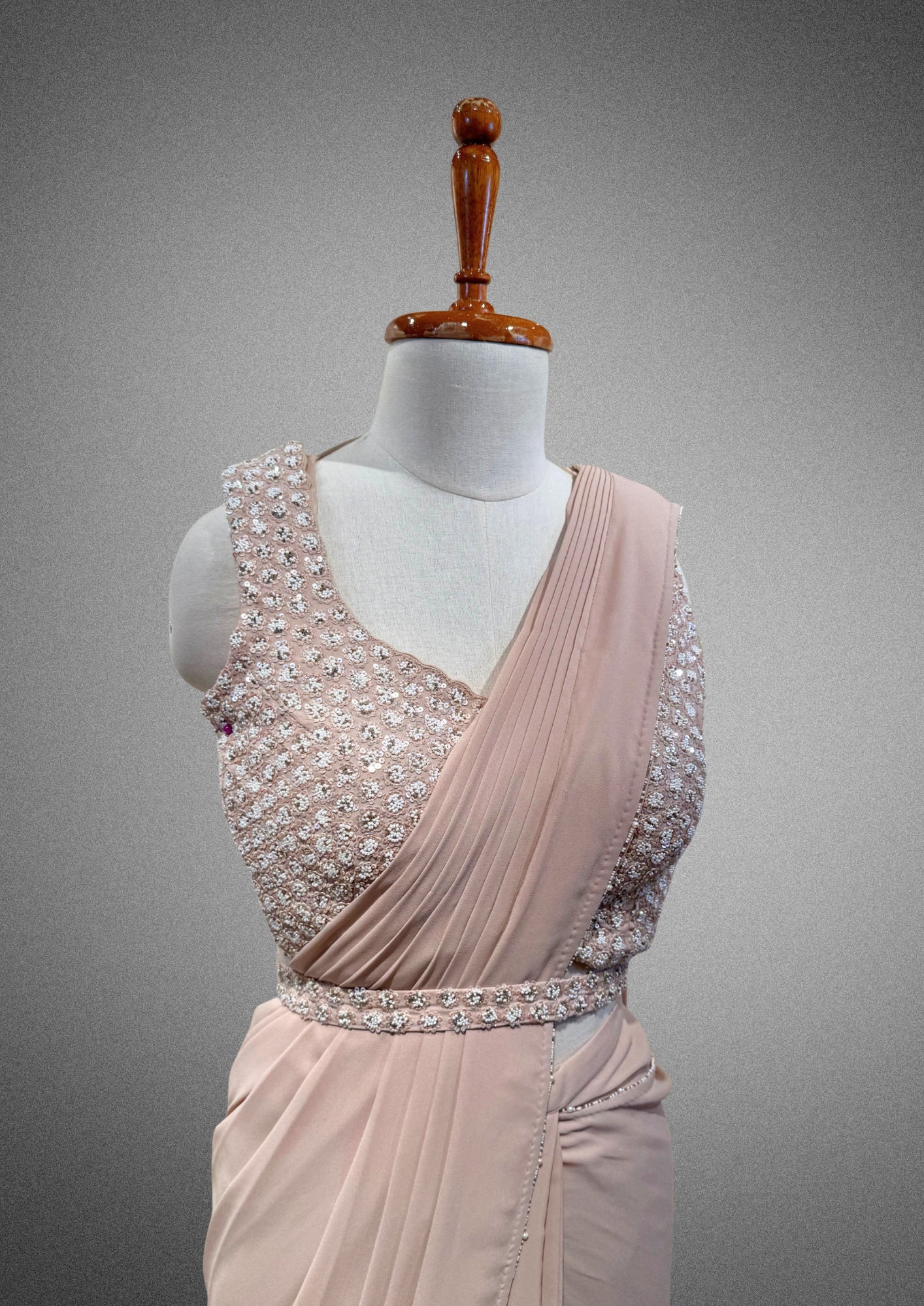 Dusky Pink Drape Saree