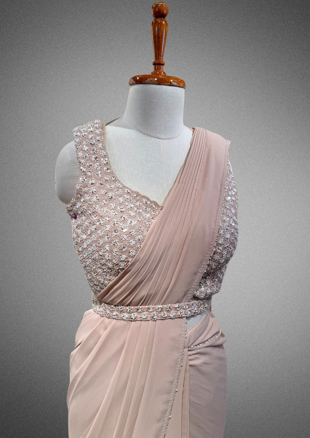 Dusky Pink Drape Saree
