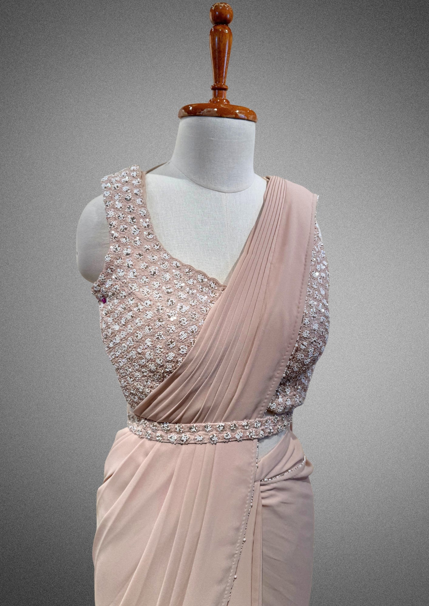 Dusky Pink Drape Saree