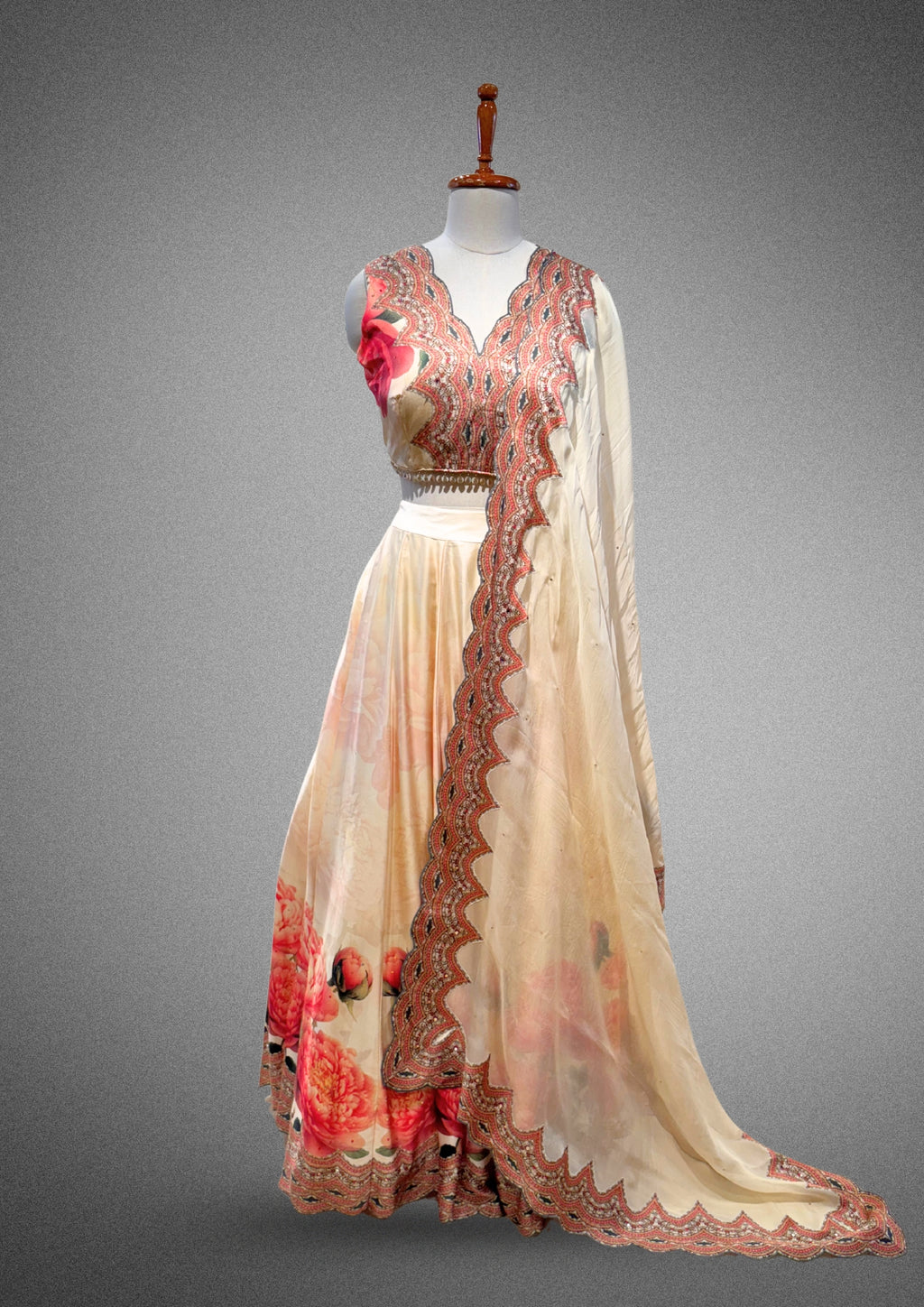 Ivory Floral Lehenga Set