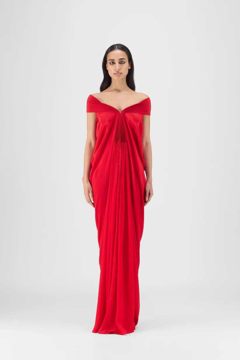 Amit Aggarwal Pleated Cowl Dress