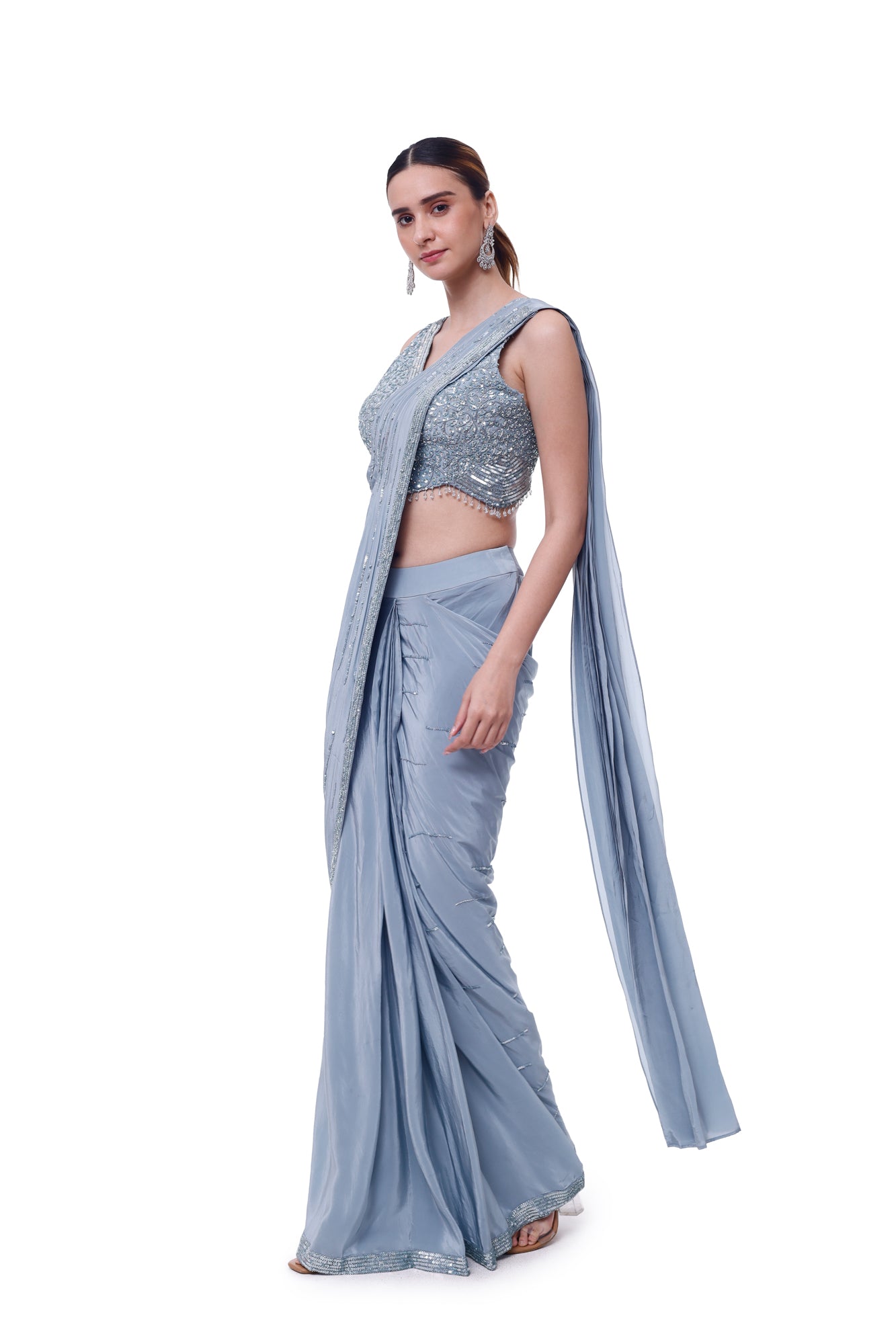 Onaya Cornflower Drape Saree