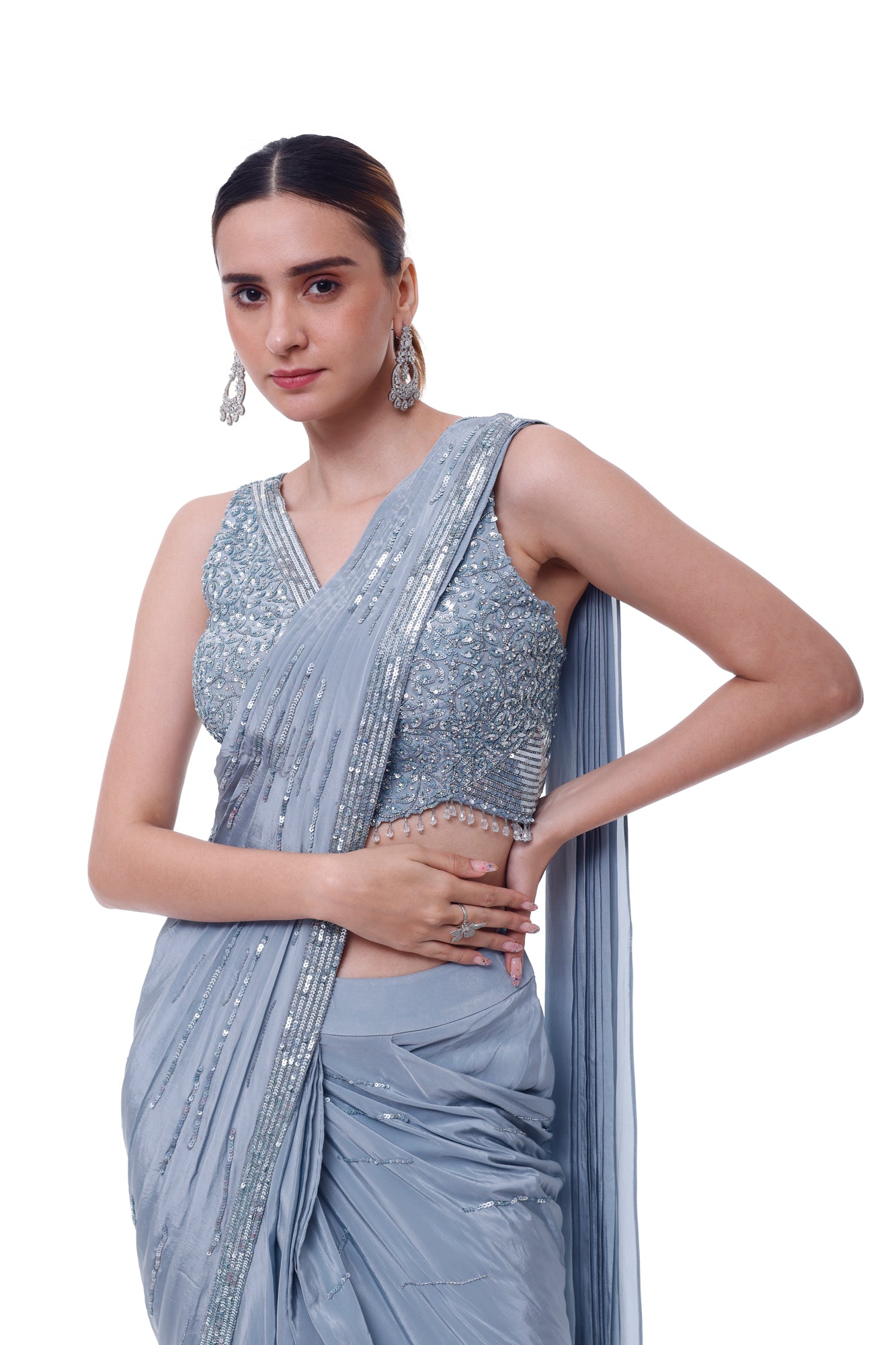 Onaya Cornflower Drape Saree