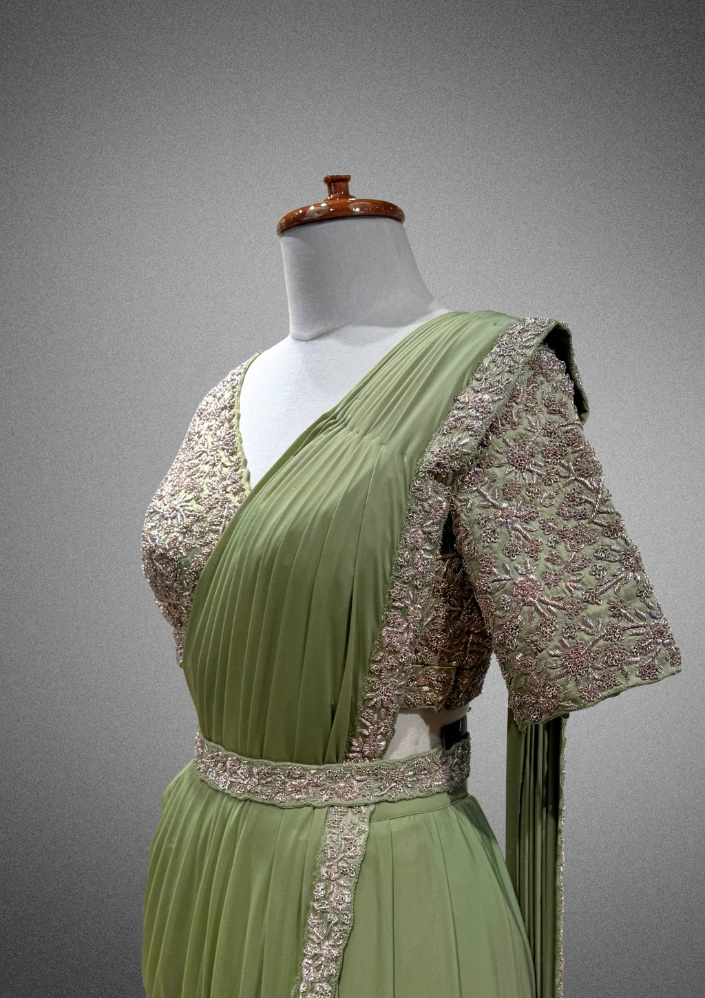 Green Pre-stitched Saree