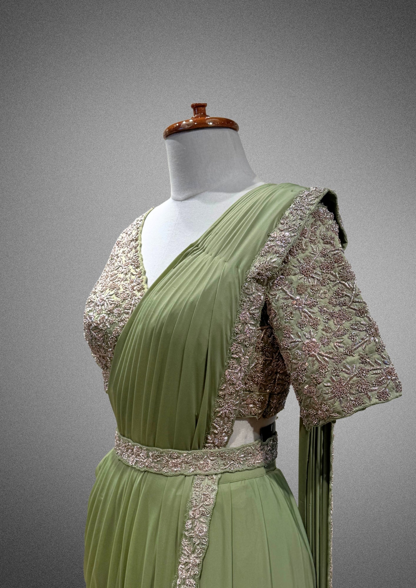 Green Pre-stitched Saree
