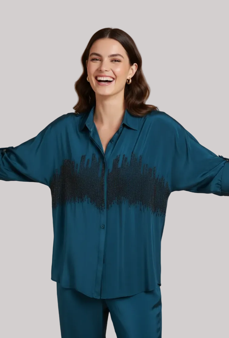 Teal Embellished Shirt