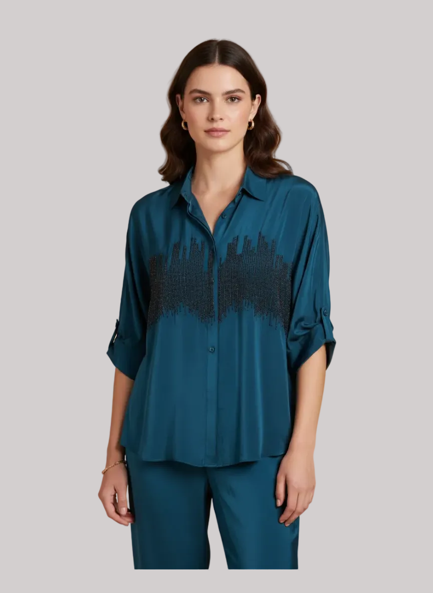 Teal Embellished Shirt