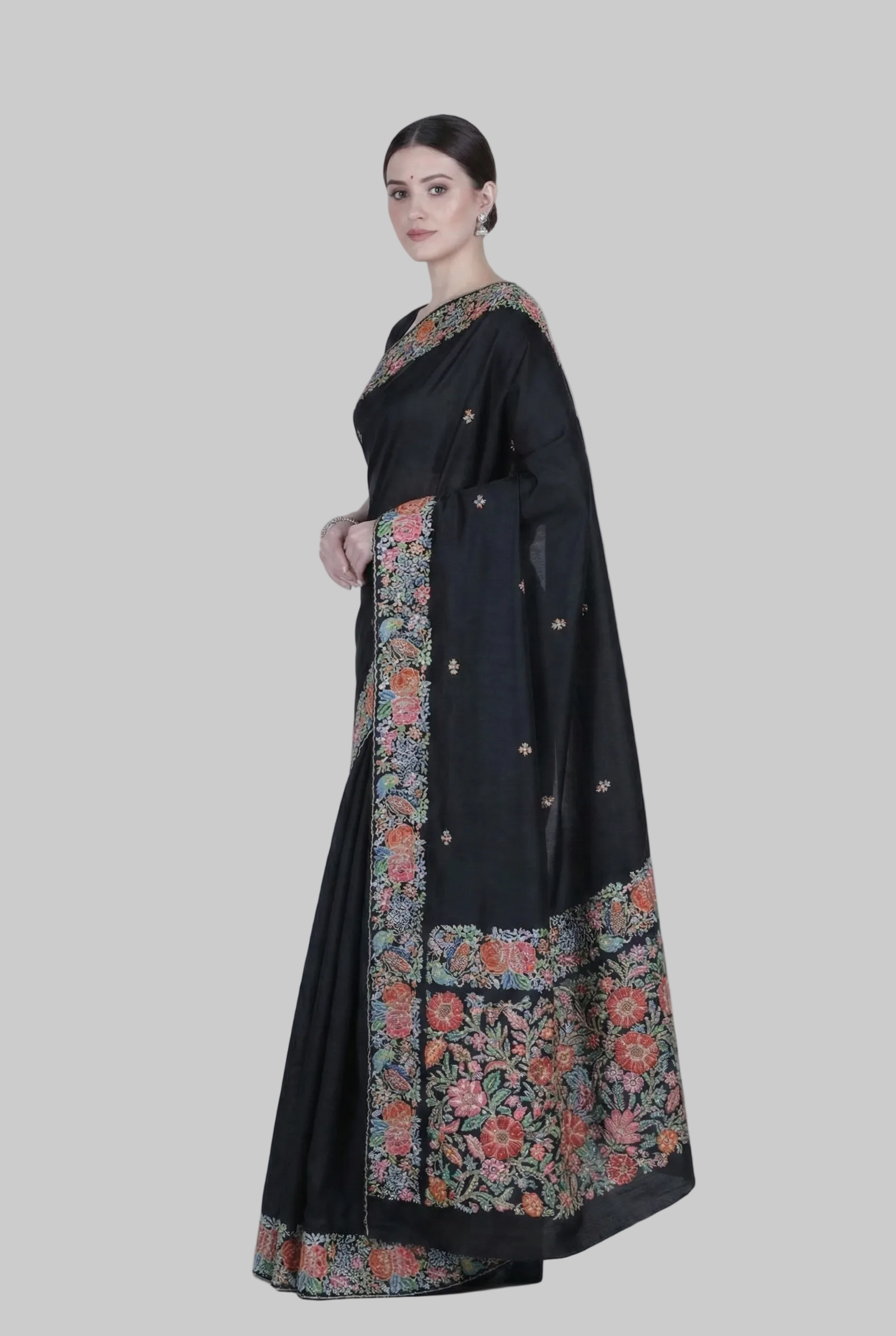 Black Tussar Silk Saree