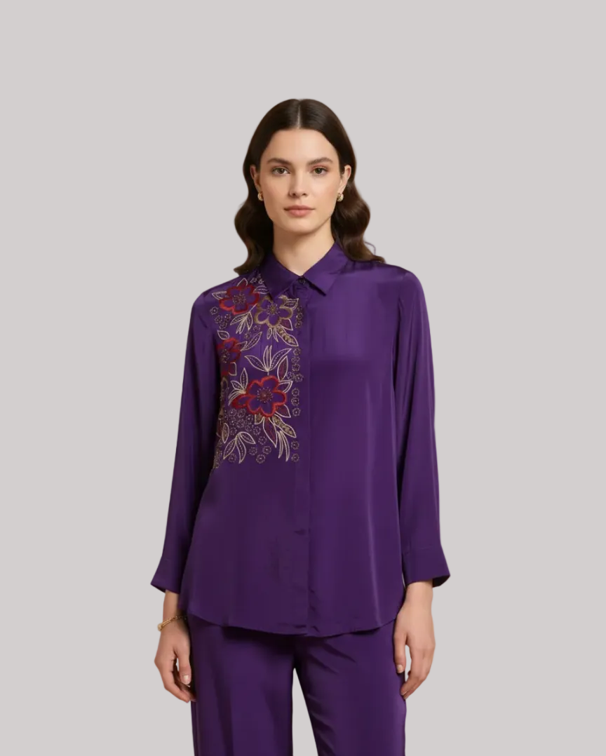Purple Embroidered Shirt