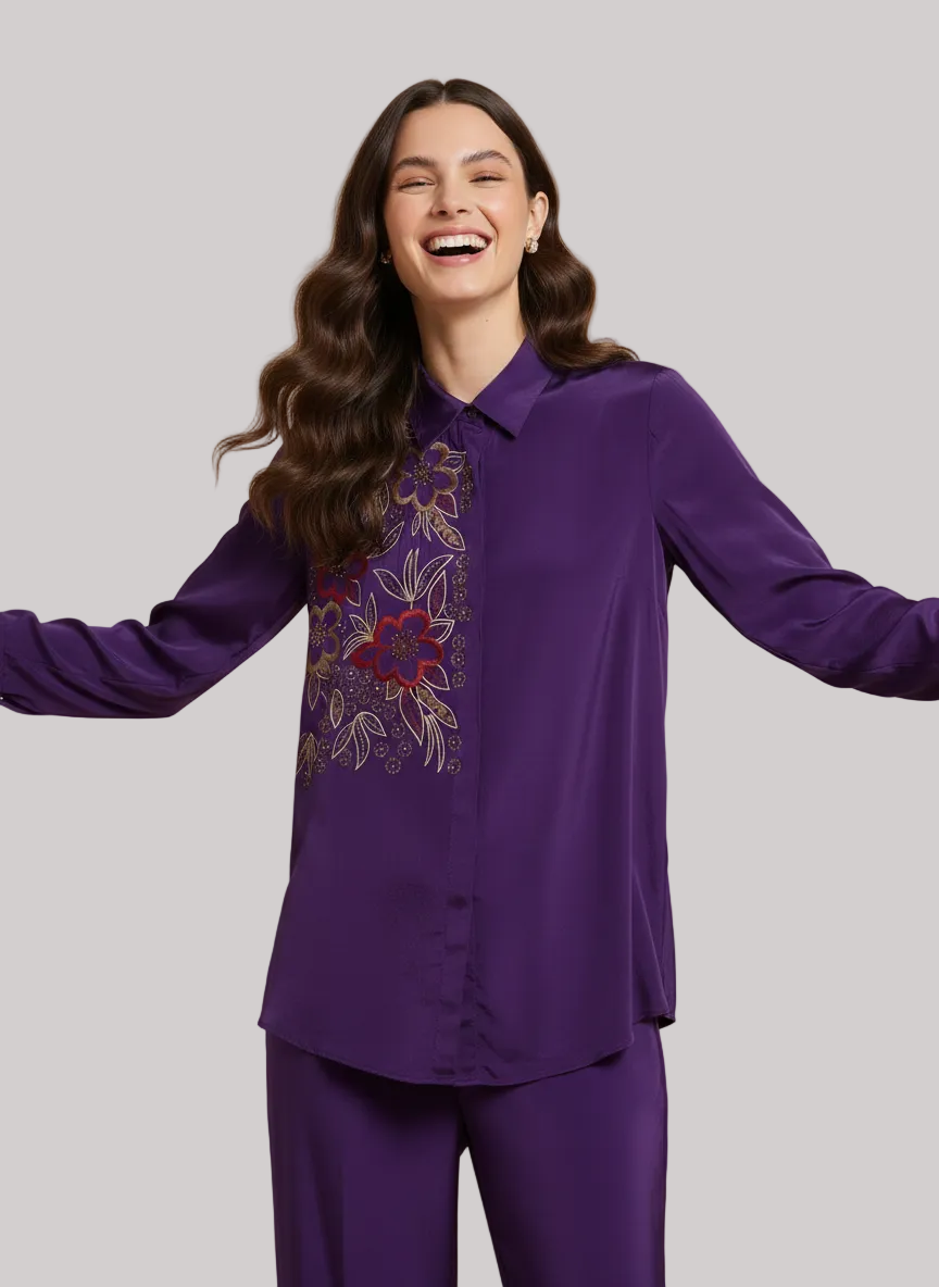 Purple Embroidered Shirt