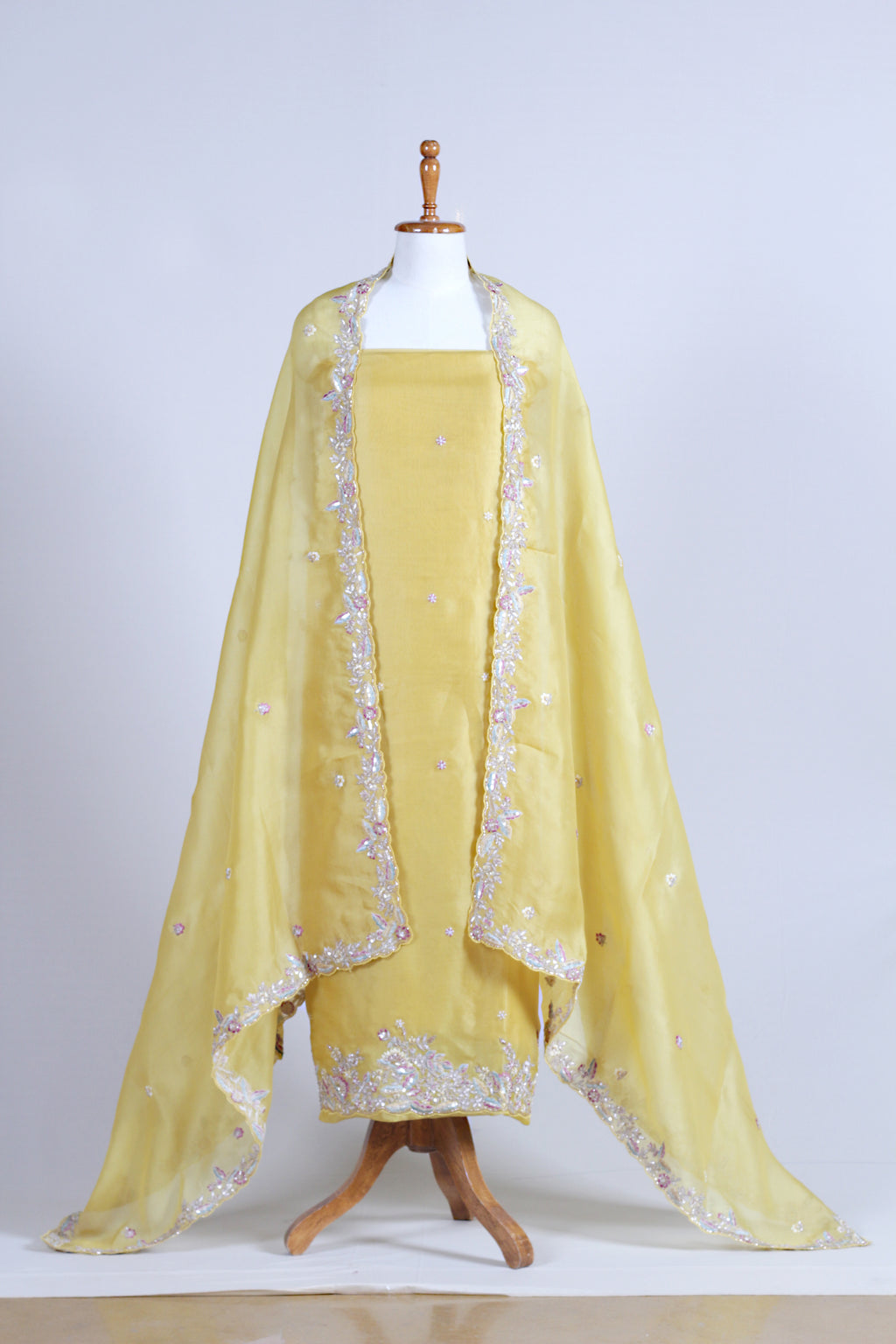 Yellow Organza Suit Set