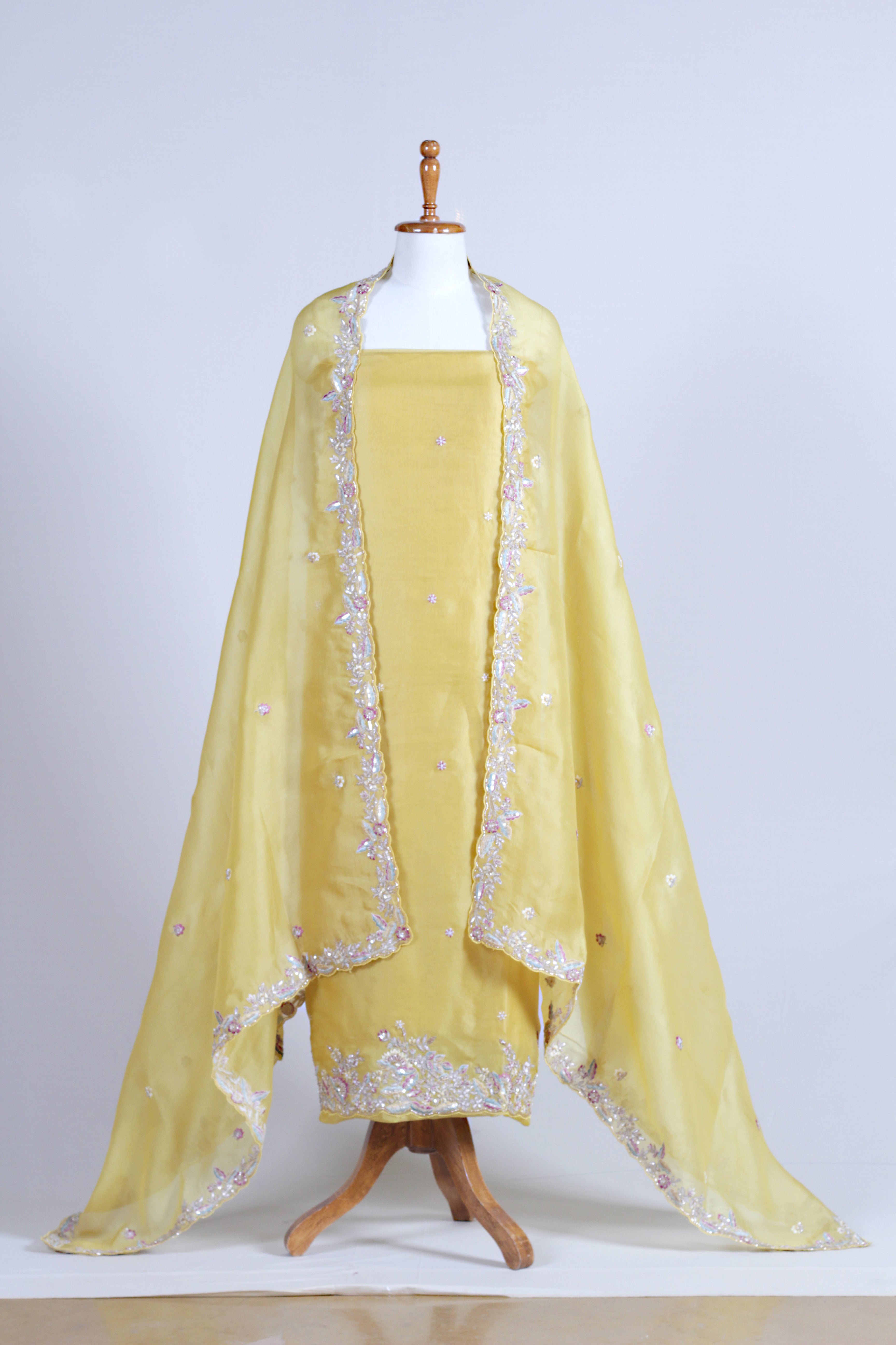 Yellow Organza Suit Set
