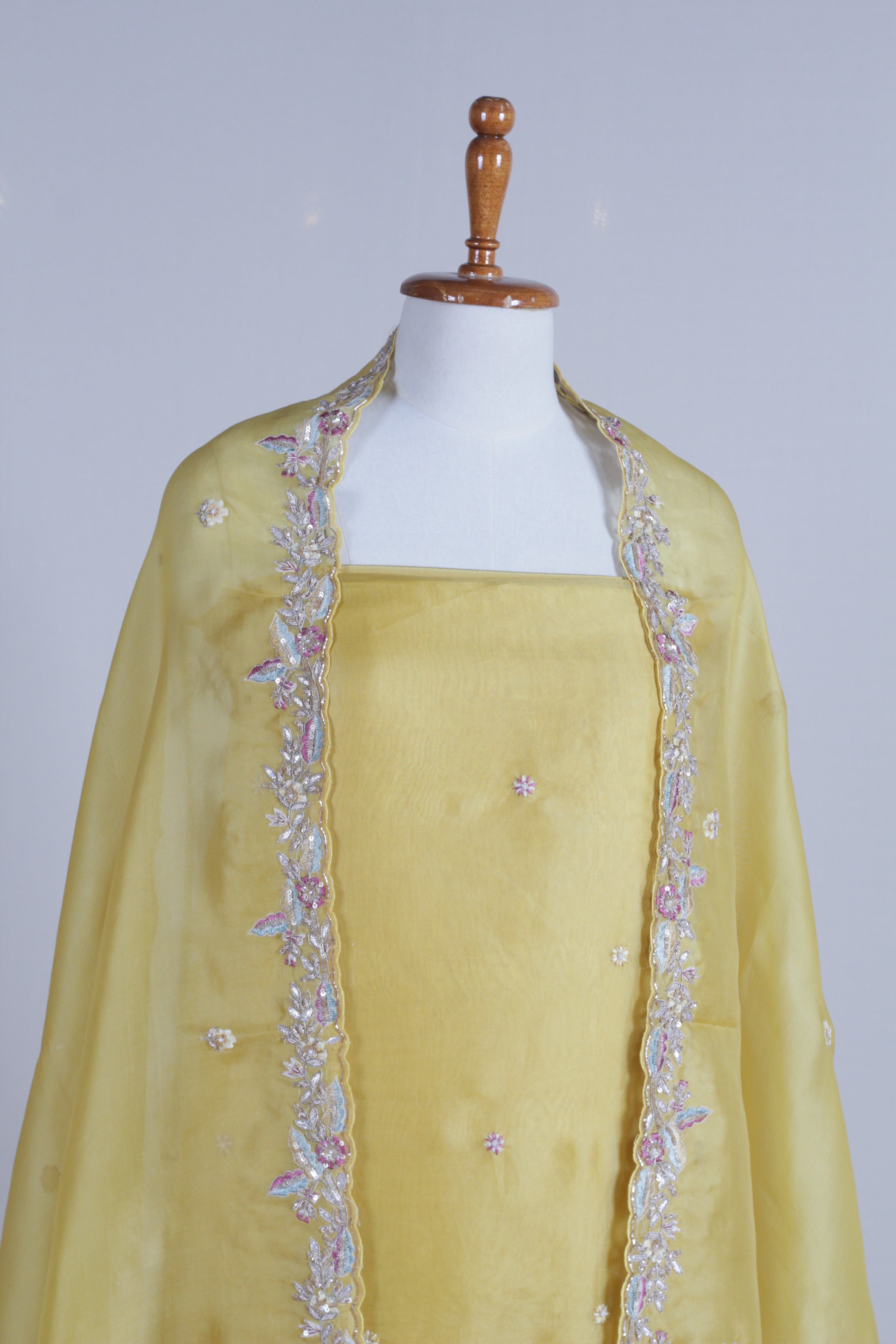 Yellow Organza Suit Set