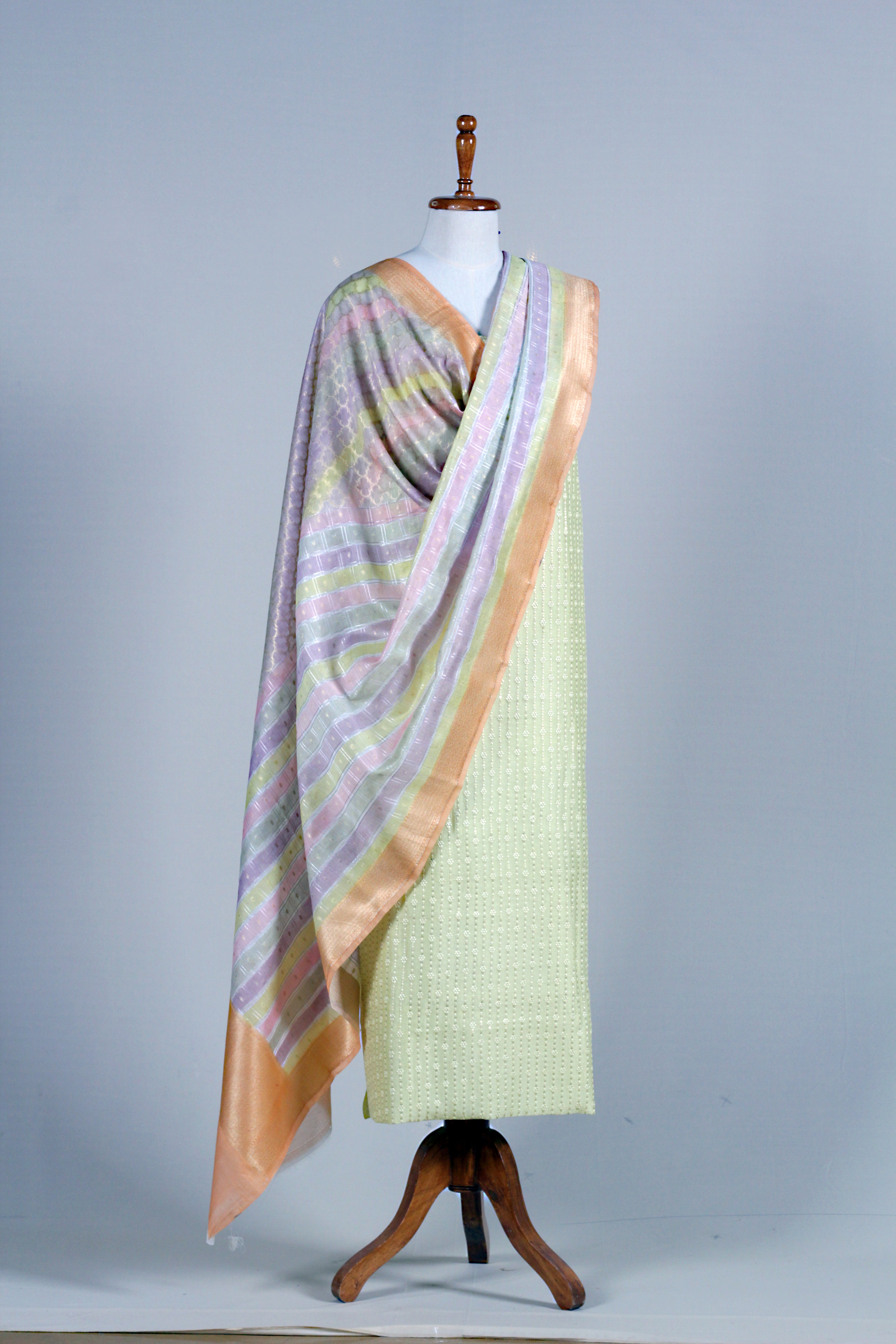 Pastel Green Silk Suit Set