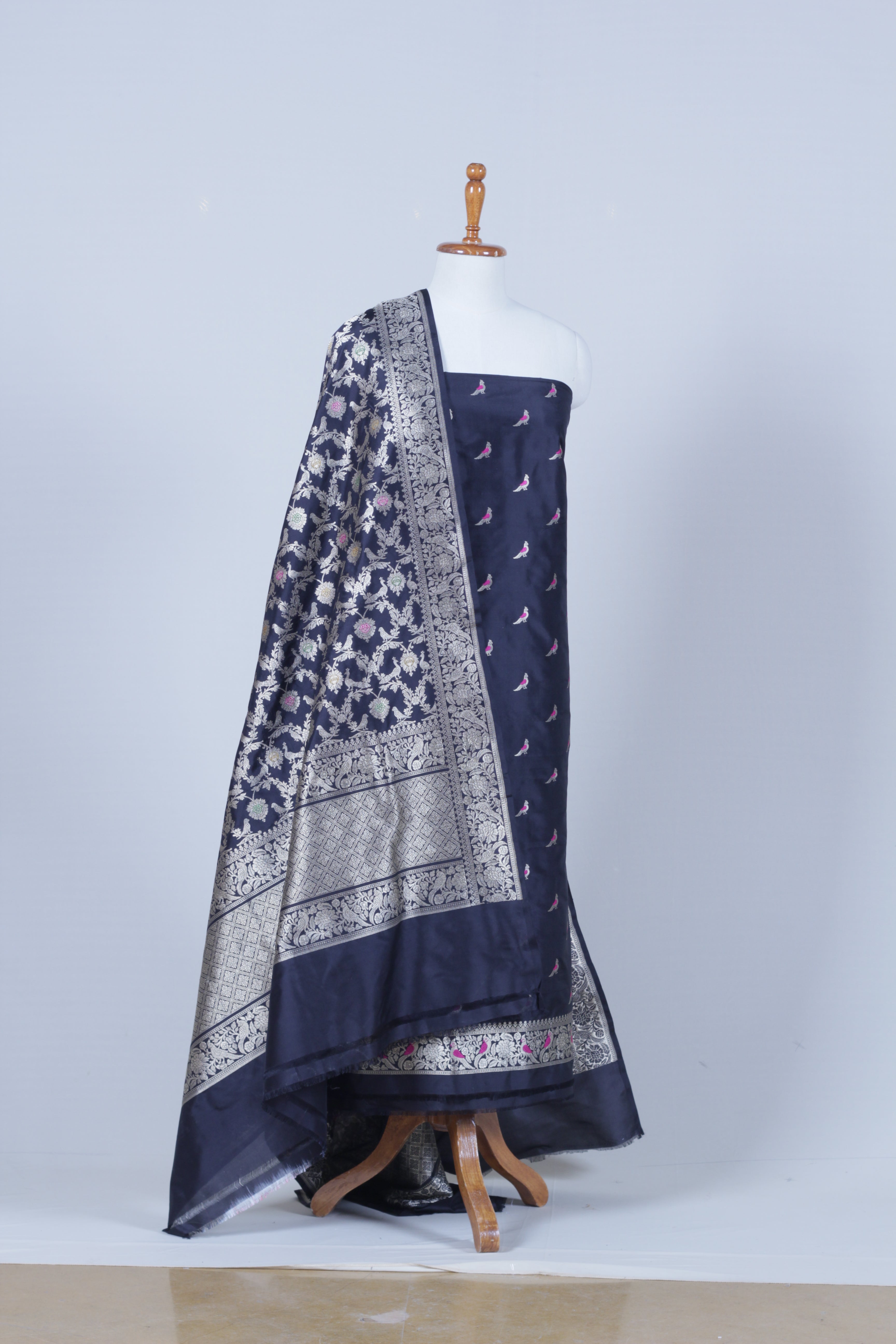 Regal Navy Blue Silk Suit Set