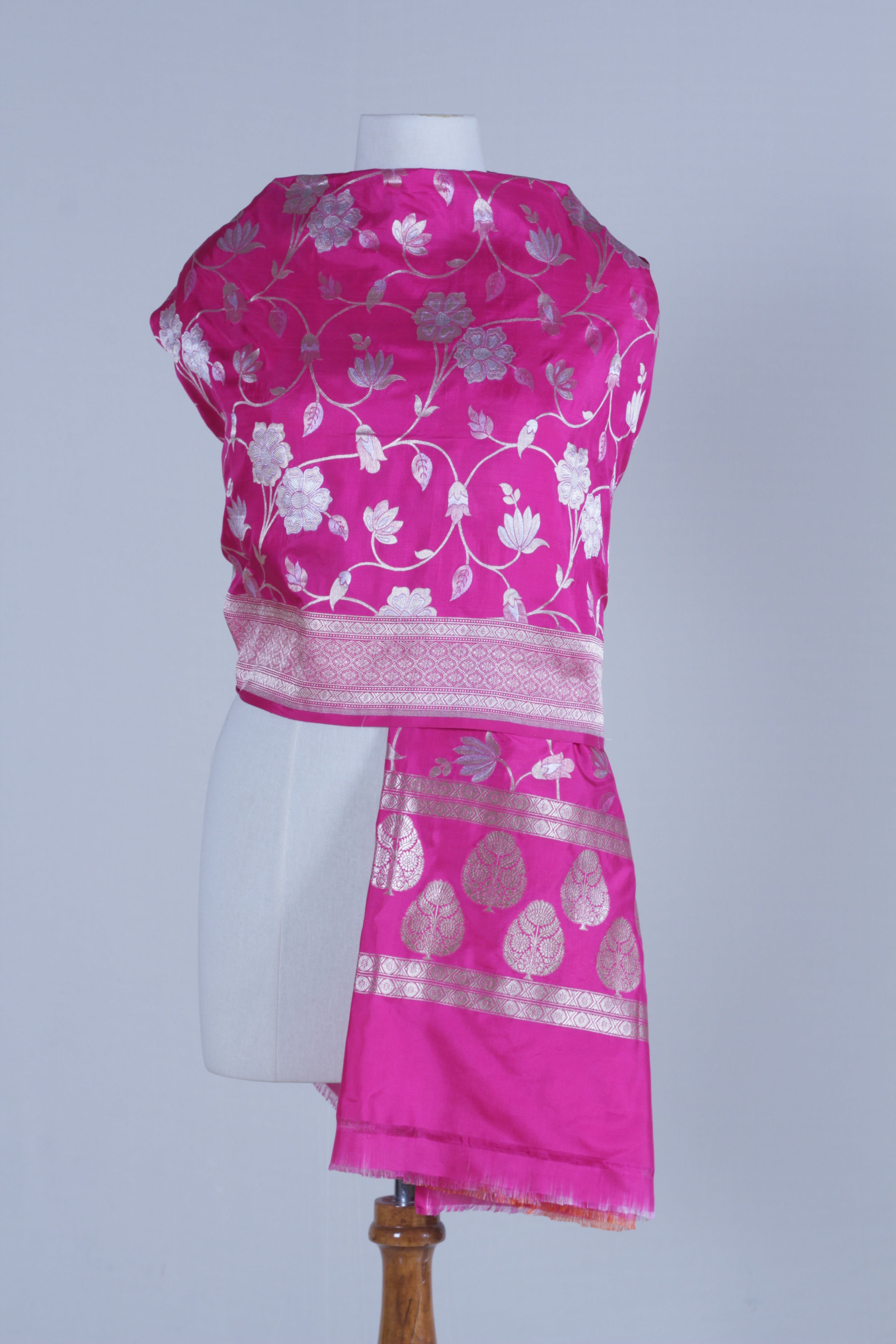 Pink Banarasi Silk Dupatta
