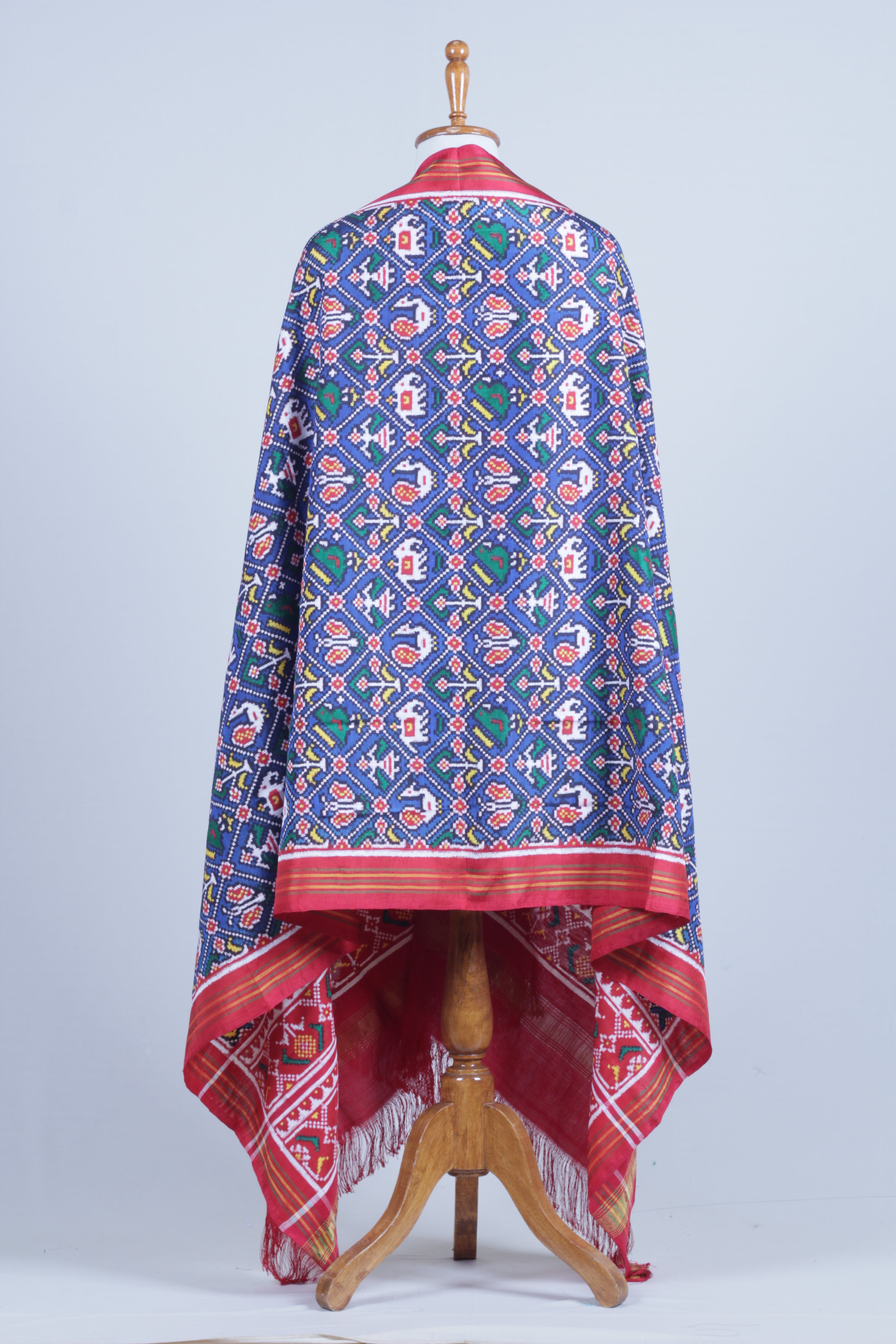Blue Patan Patola Dupatta with Traditional Geometric and Floral Motifs