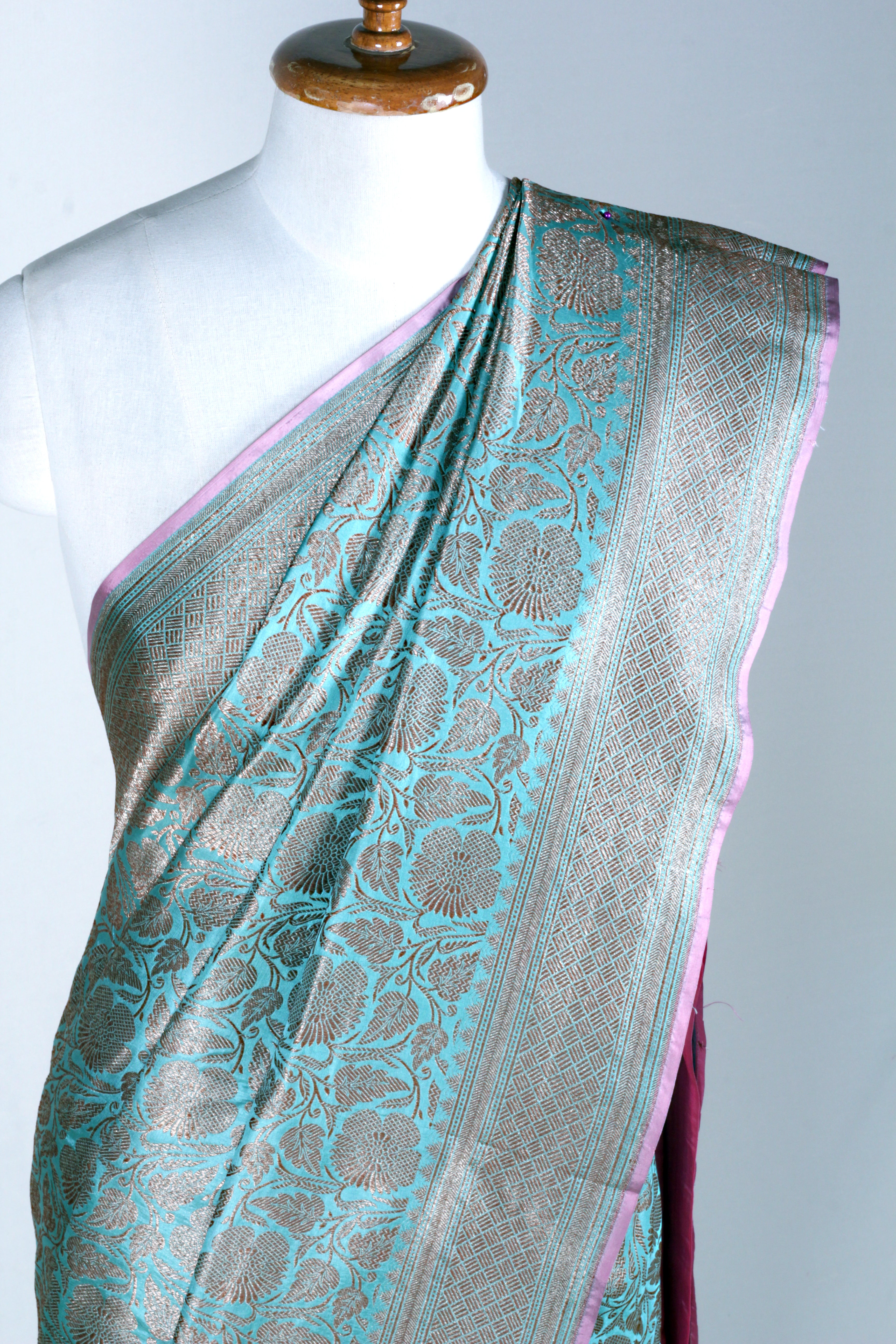 Teal Banarasi Silk Saree
