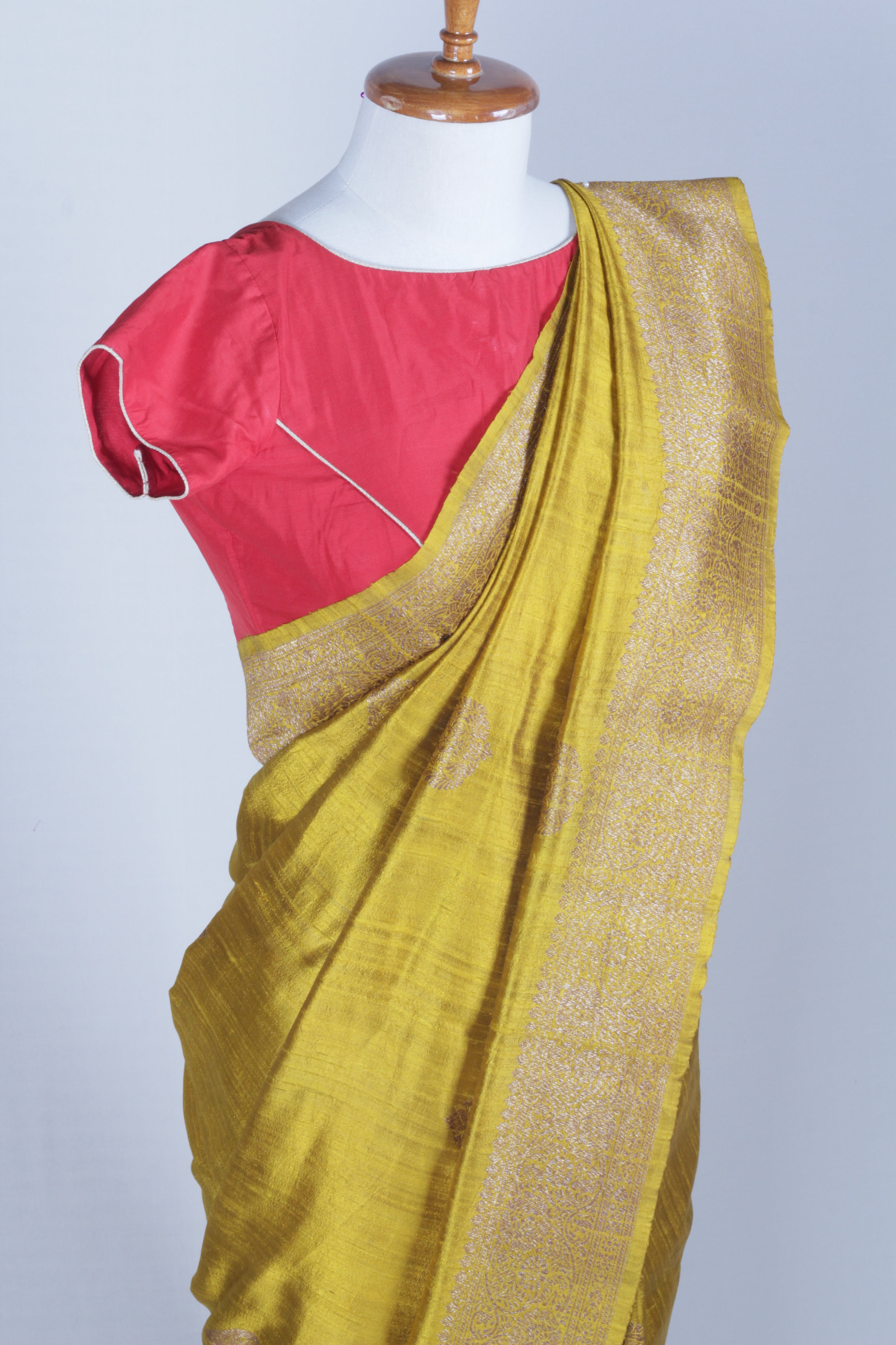 Mustard Yellow Dupion Silk Saree