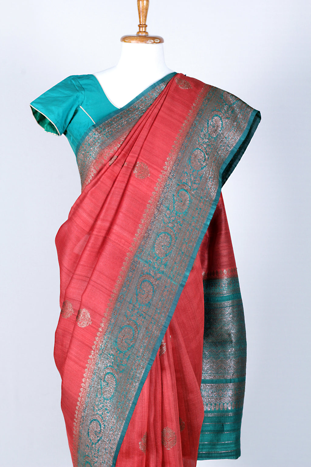 Red Dupion Silk Saree