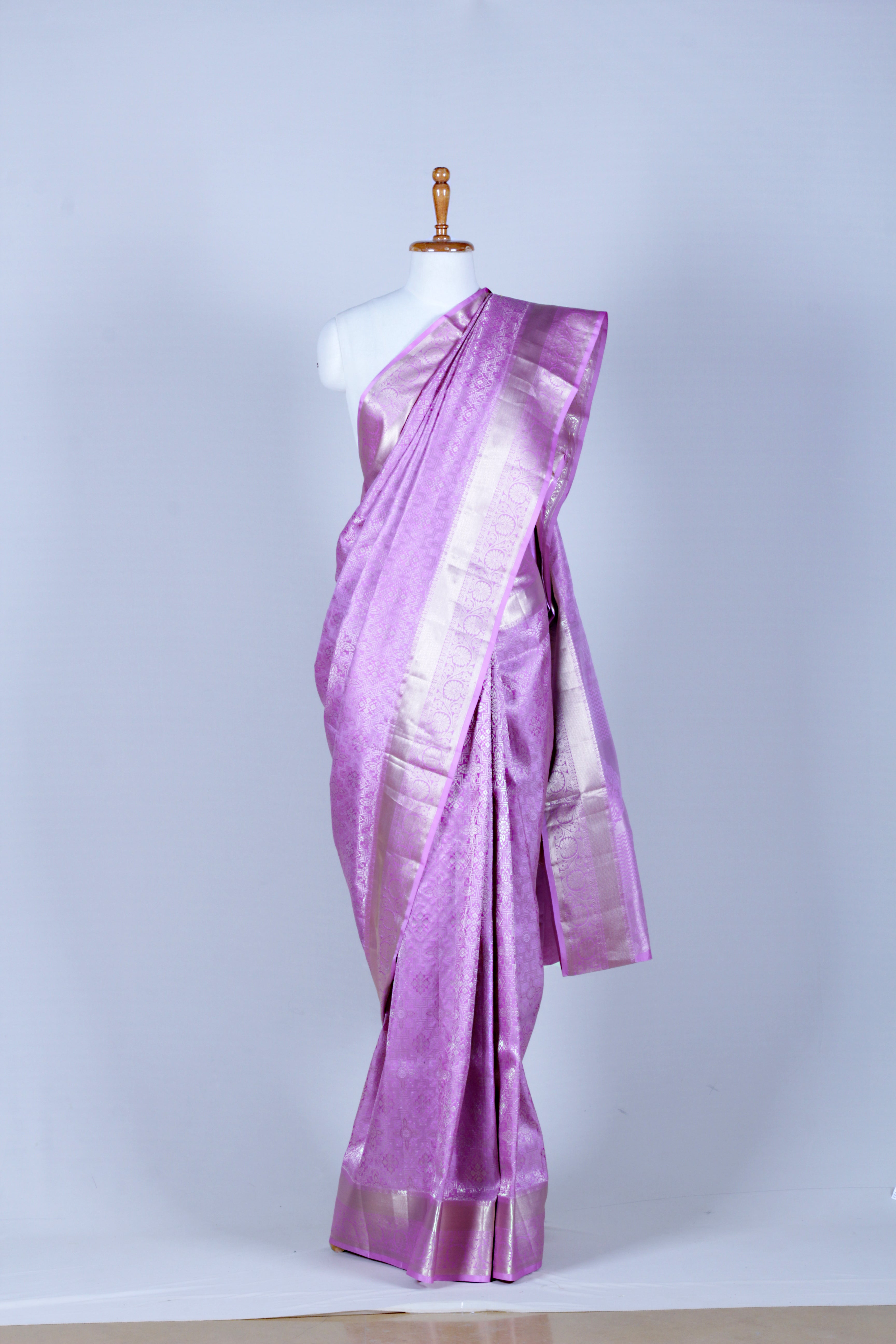 Lilac Meenakari Zari Upada Silk Saree.