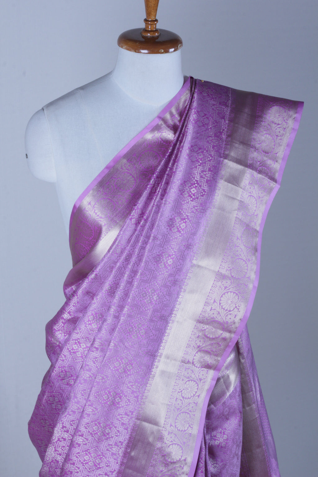 Lilac Meenakari Zari Upada Silk Saree.