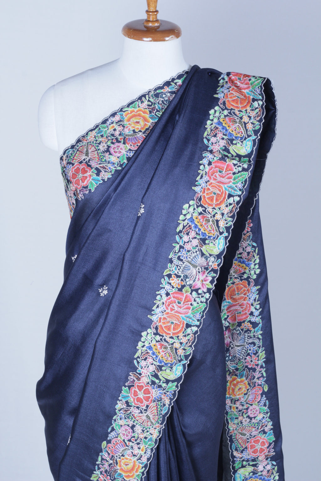 Black Tussar Silk Saree