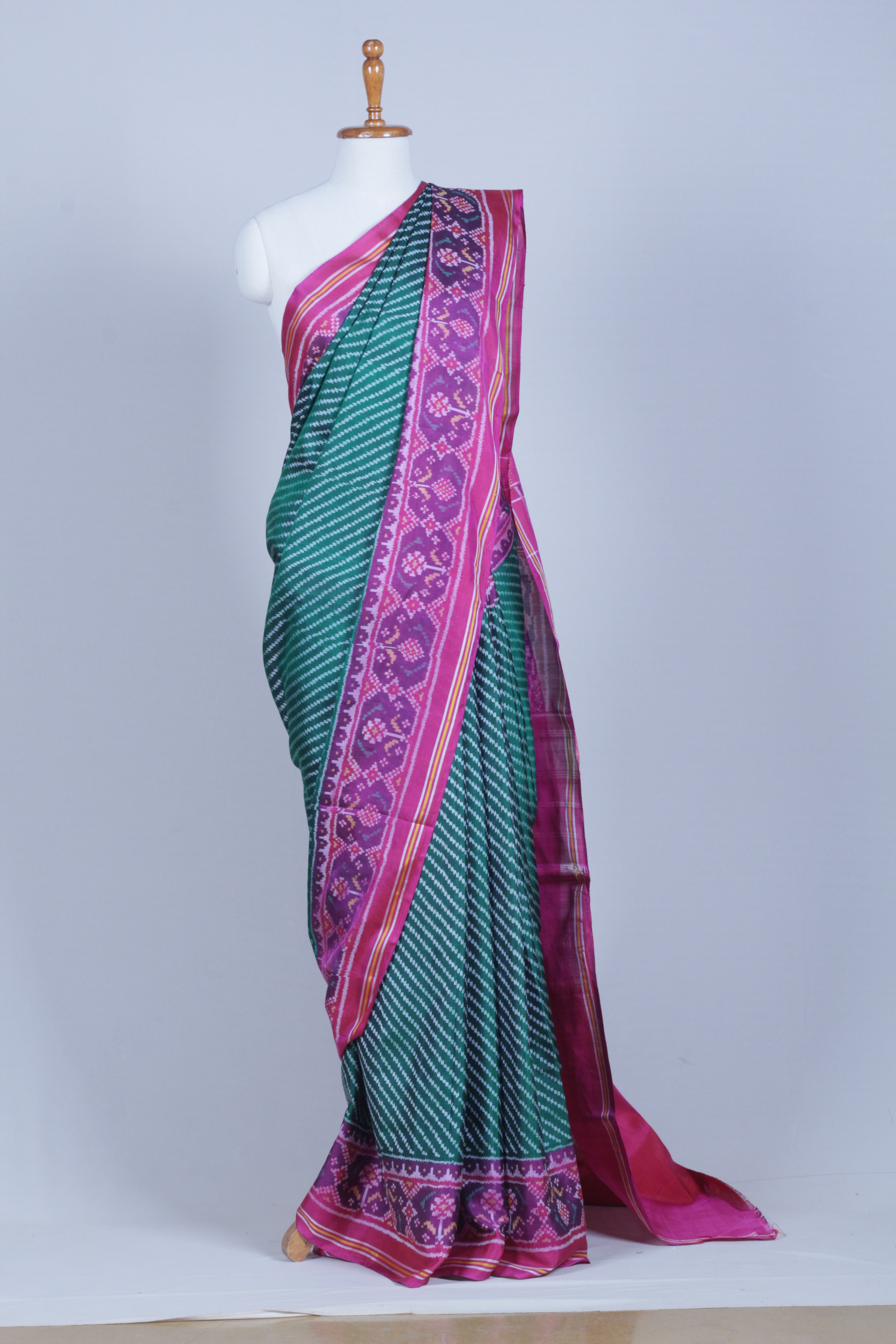 Green Single Patola Silk Saree
