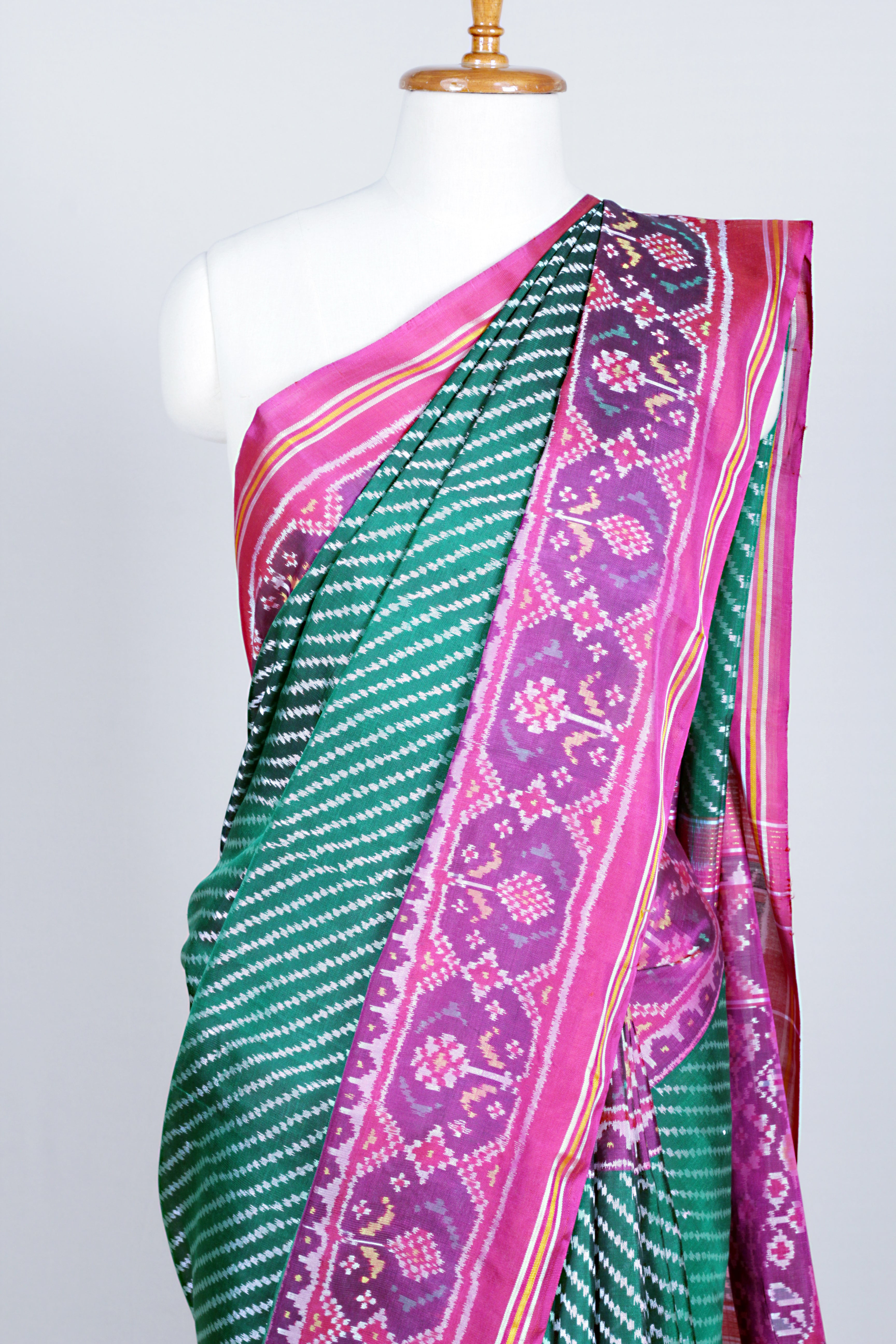 Green Single Patola Silk Saree