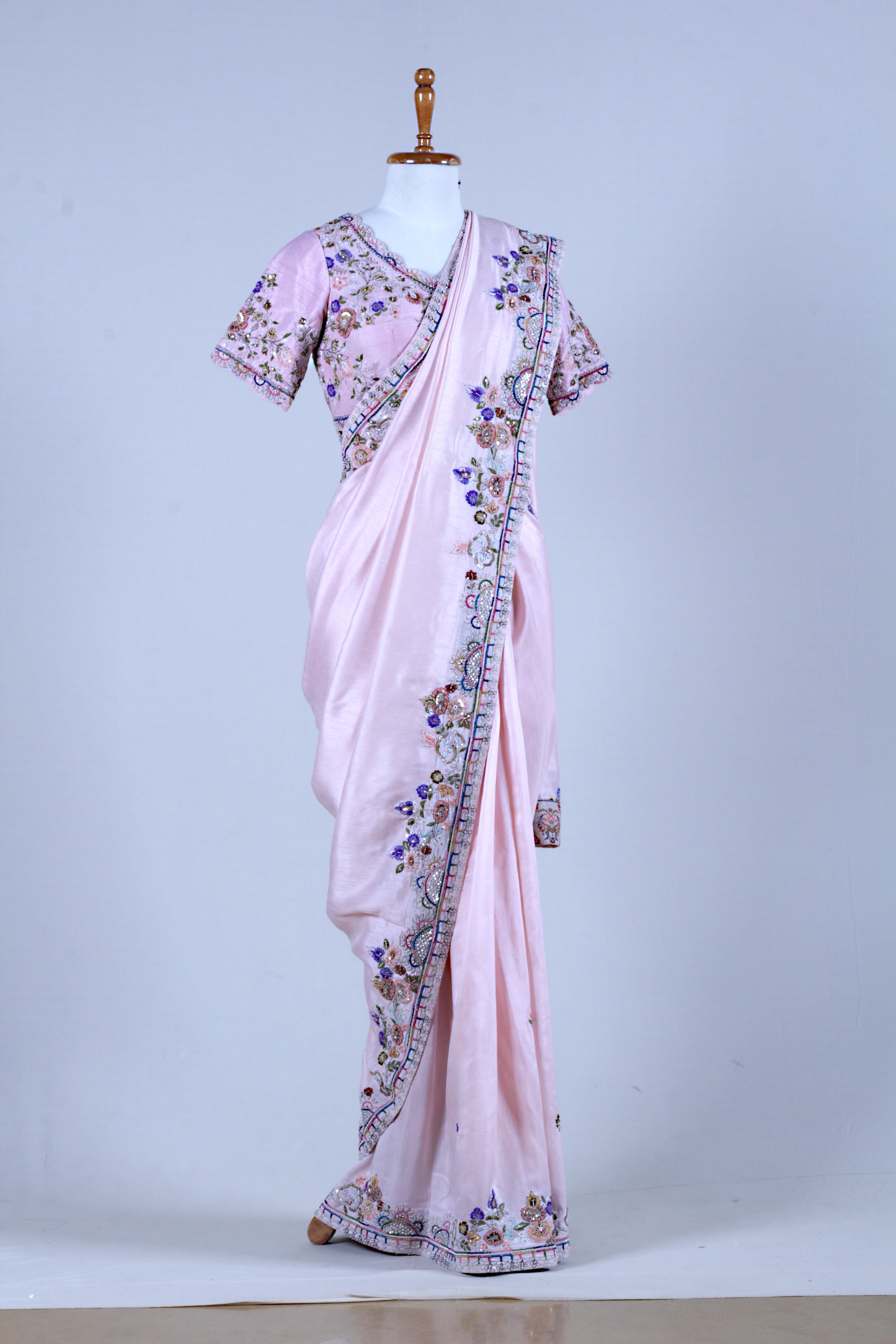 Pastel Pink Moonga Silk Saree