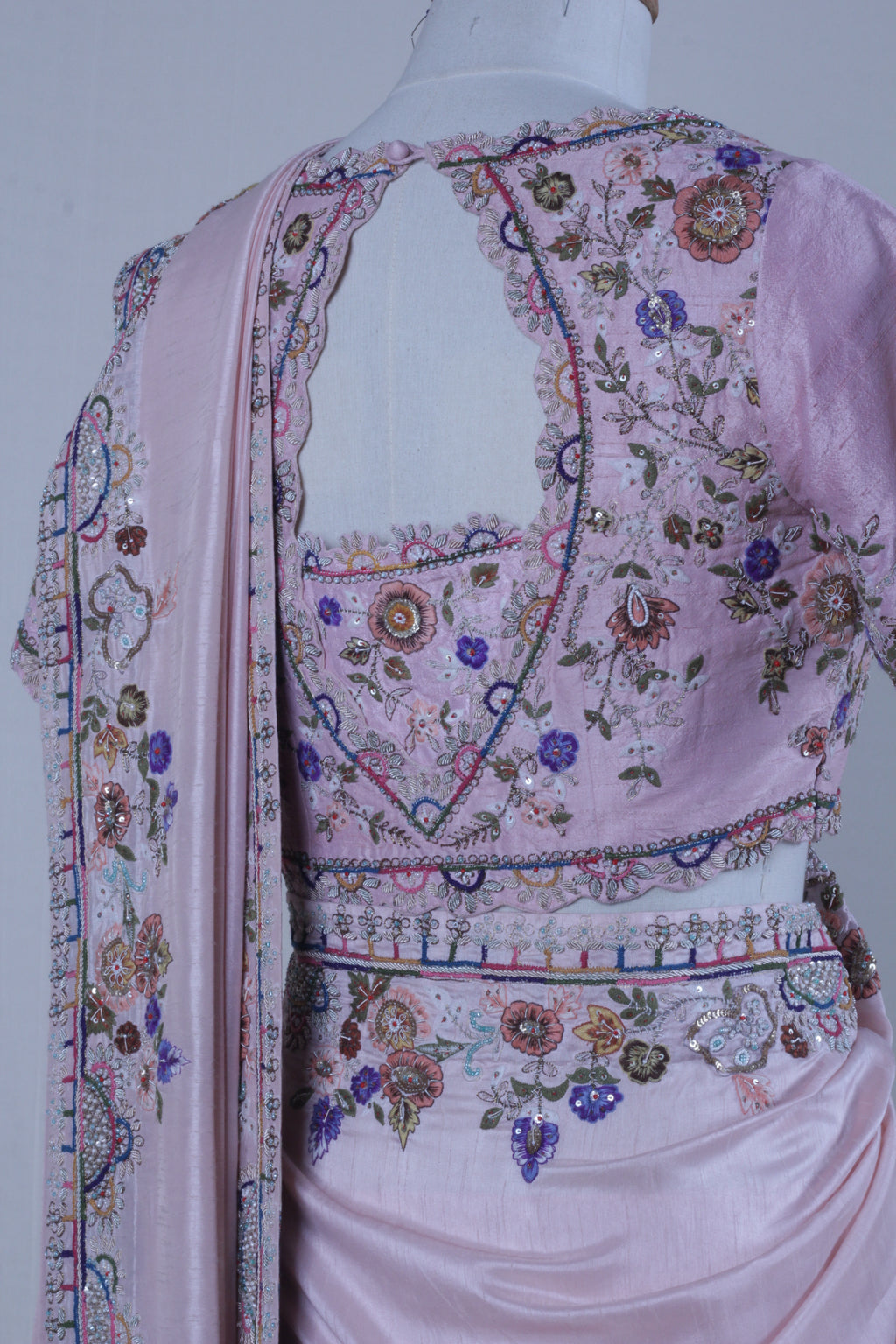 Pastel Pink Moonga Silk Saree