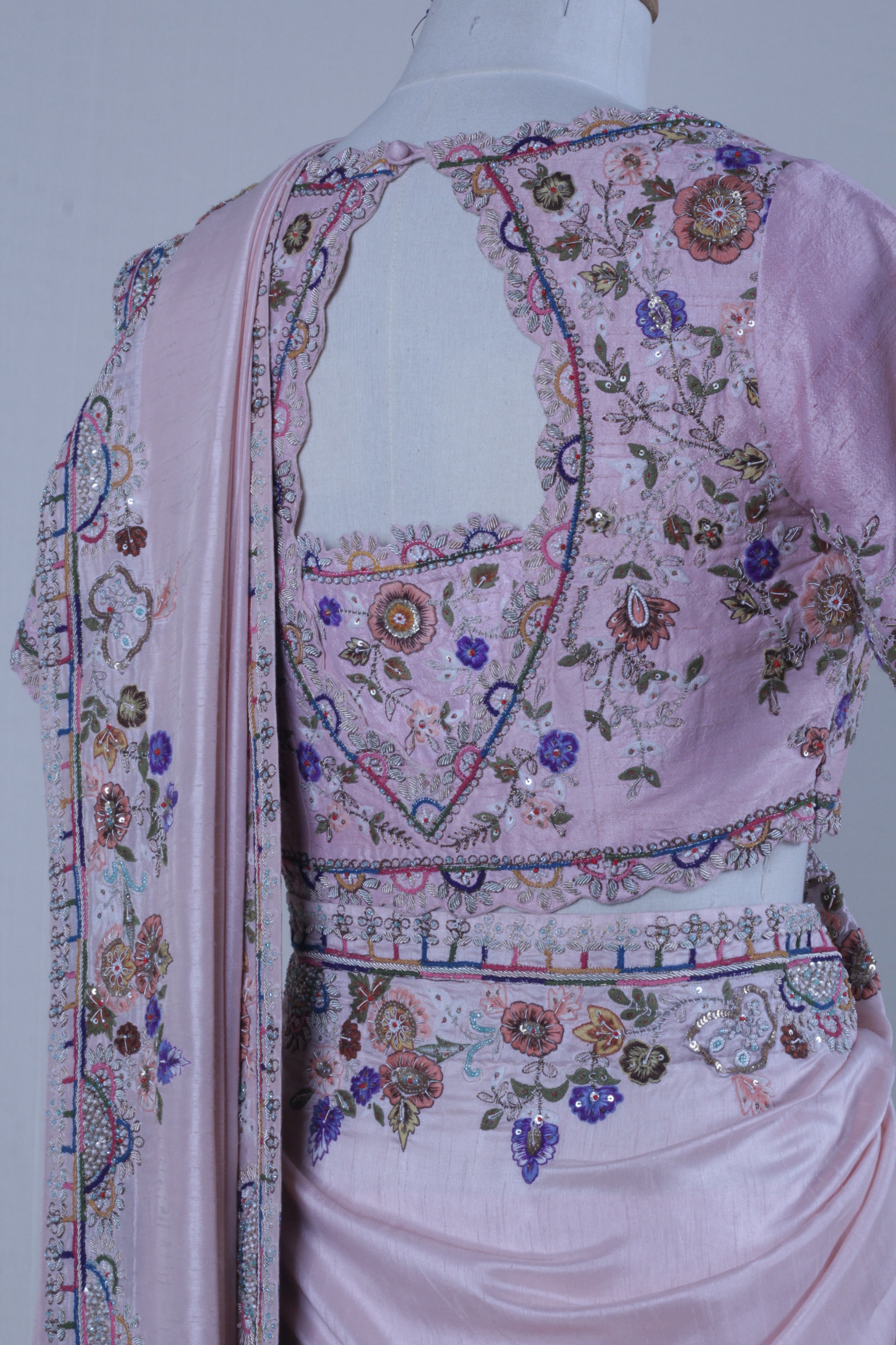 Pastel Pink Moonga Silk Saree