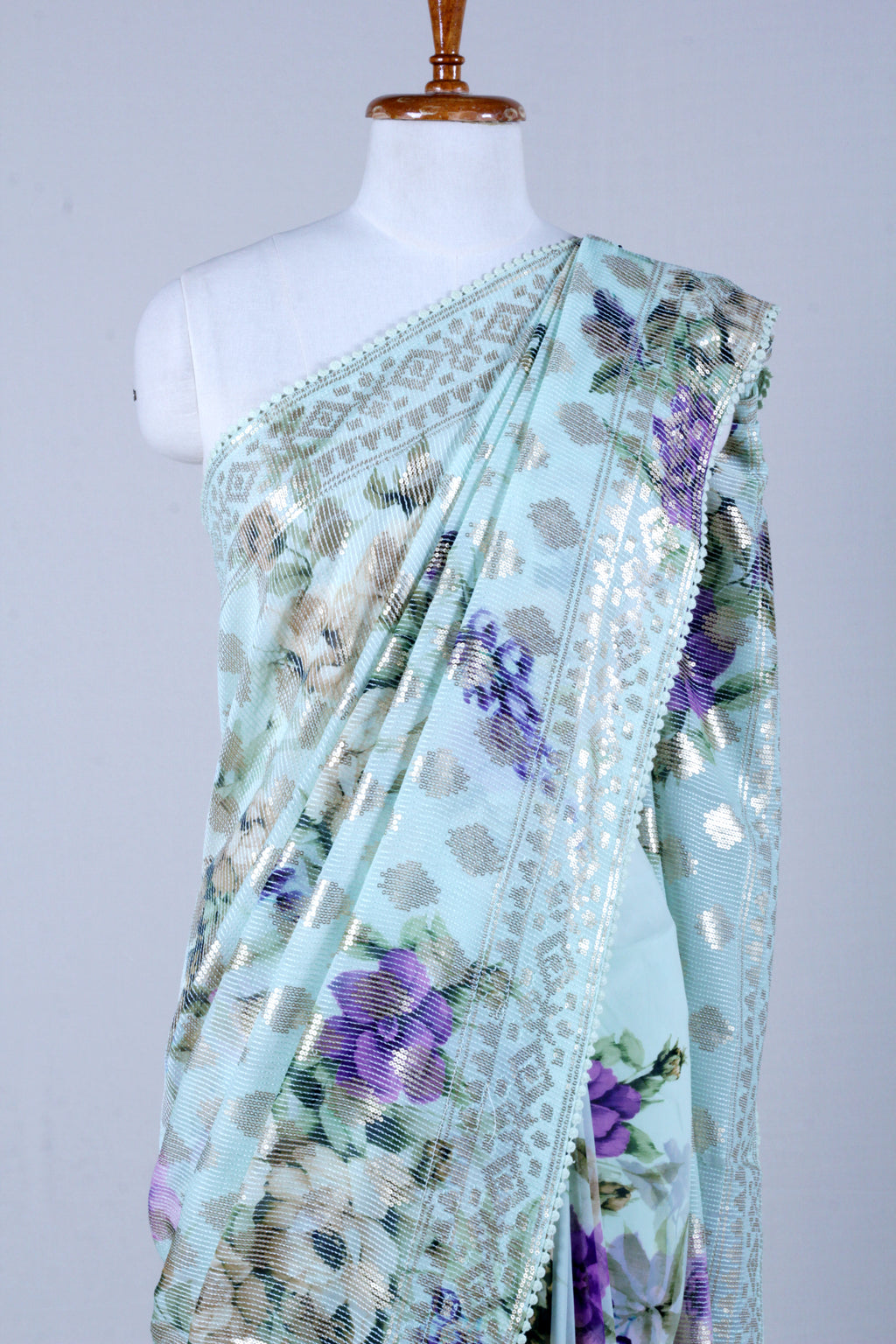 Pista Green Georgette Saree