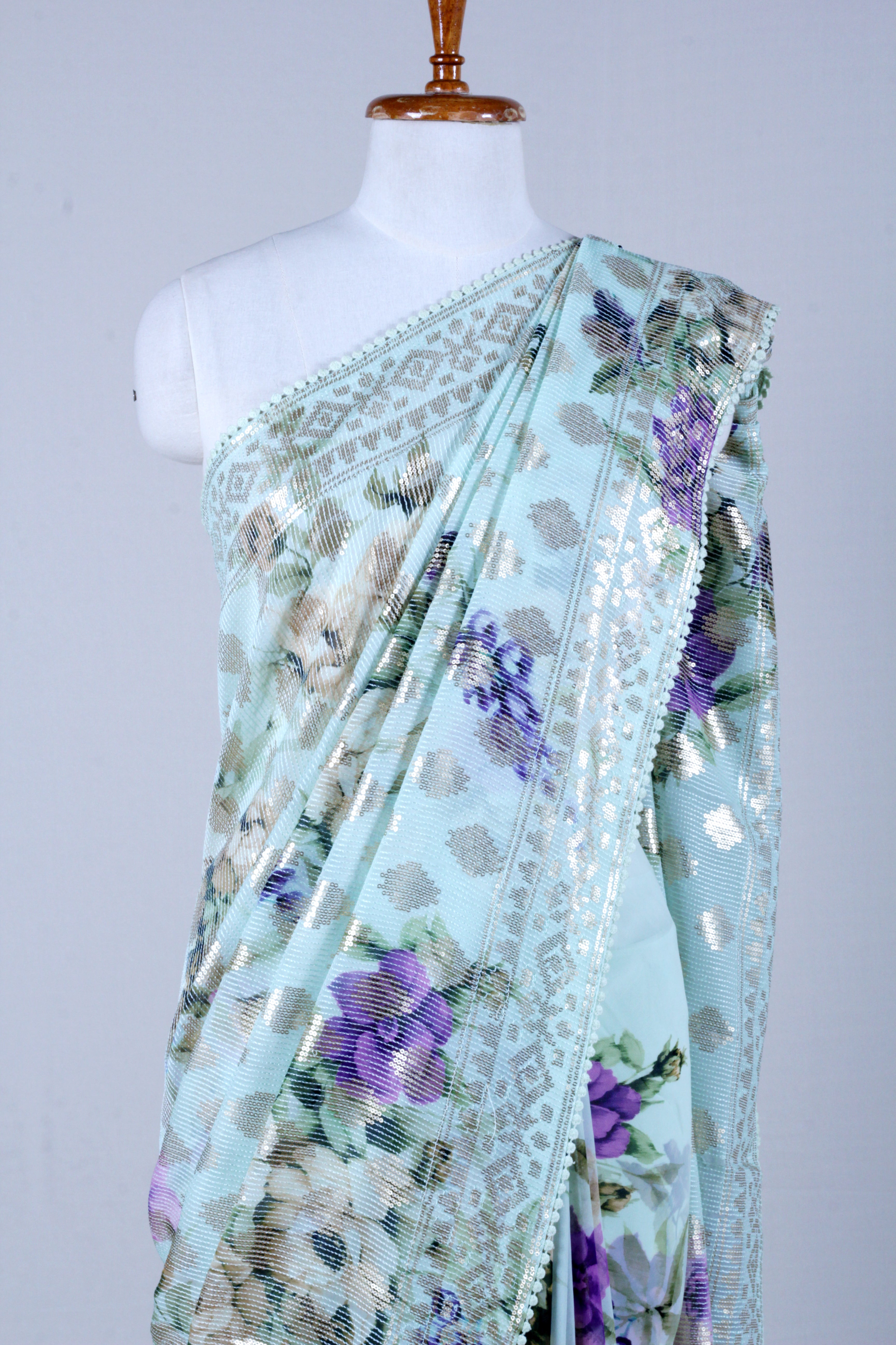 Pista Green Georgette Saree