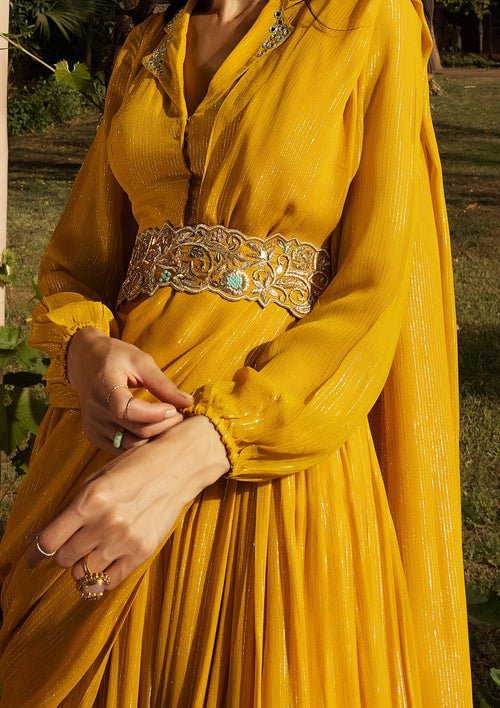 Amber Sharara Collared Saree Set