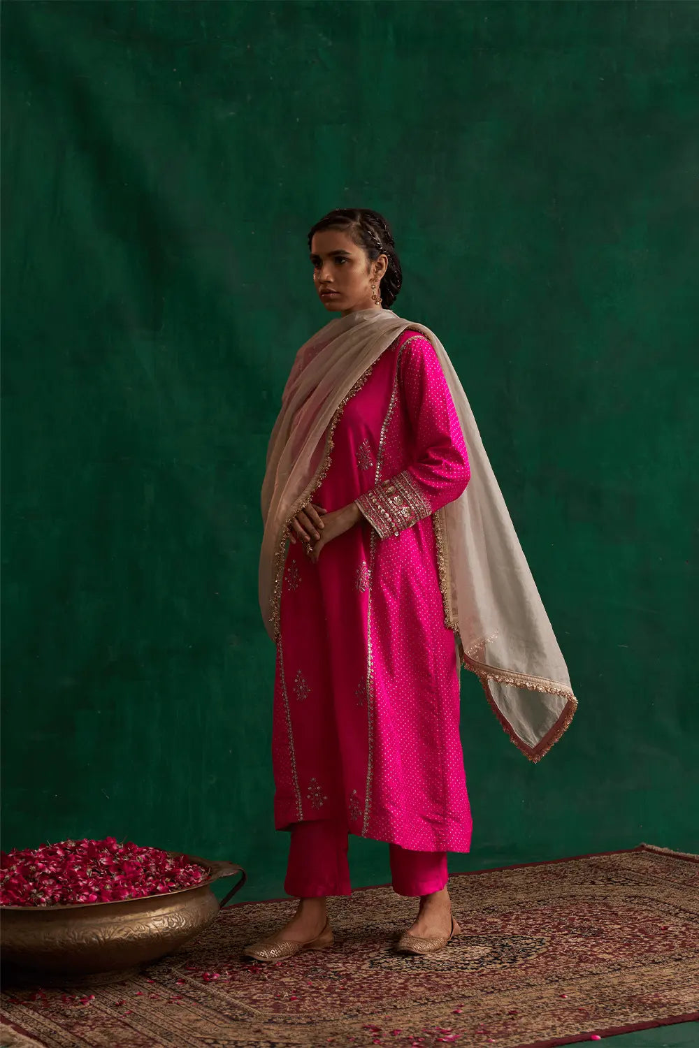 Hot Pink Silk Kurta Set
