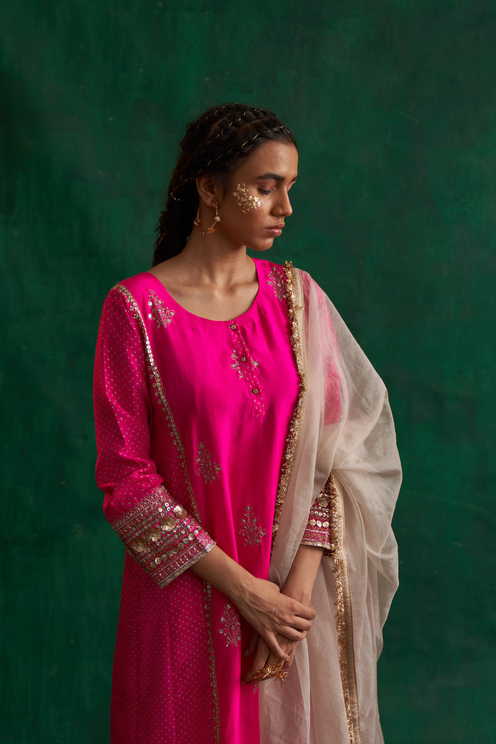 Hot Pink Silk Kurta Set
