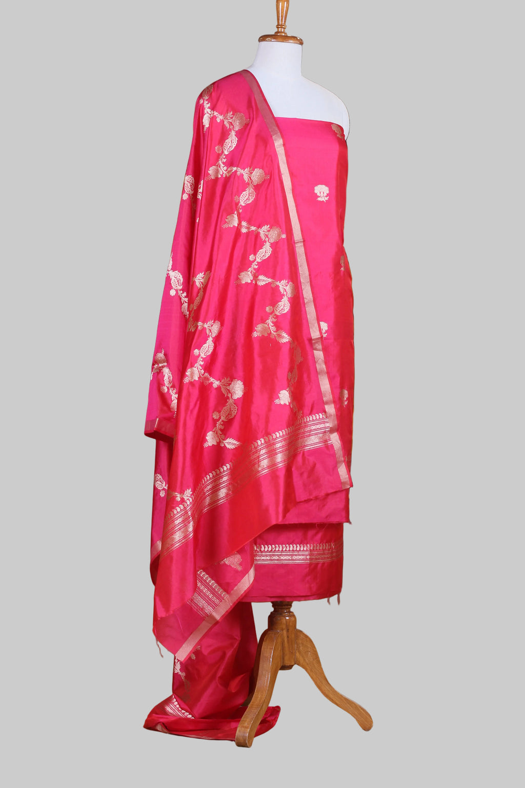 Hot Pink Banarasi Silk Suit