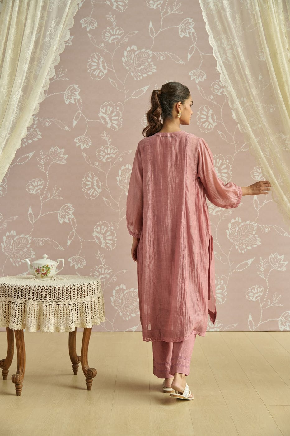 Dusty Rose Embroidered Kurta Set