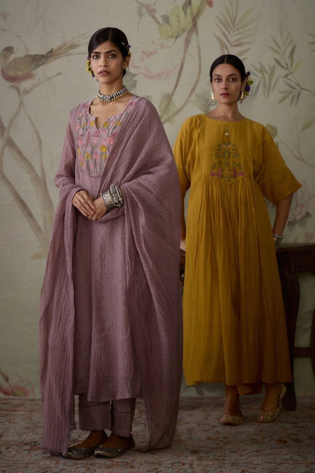 Dusty Rose Embroidered Kurta Set