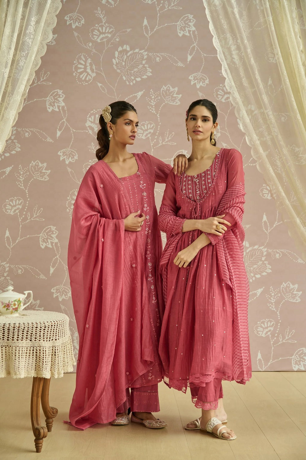 Rose Pink Embellished Kurta Set
