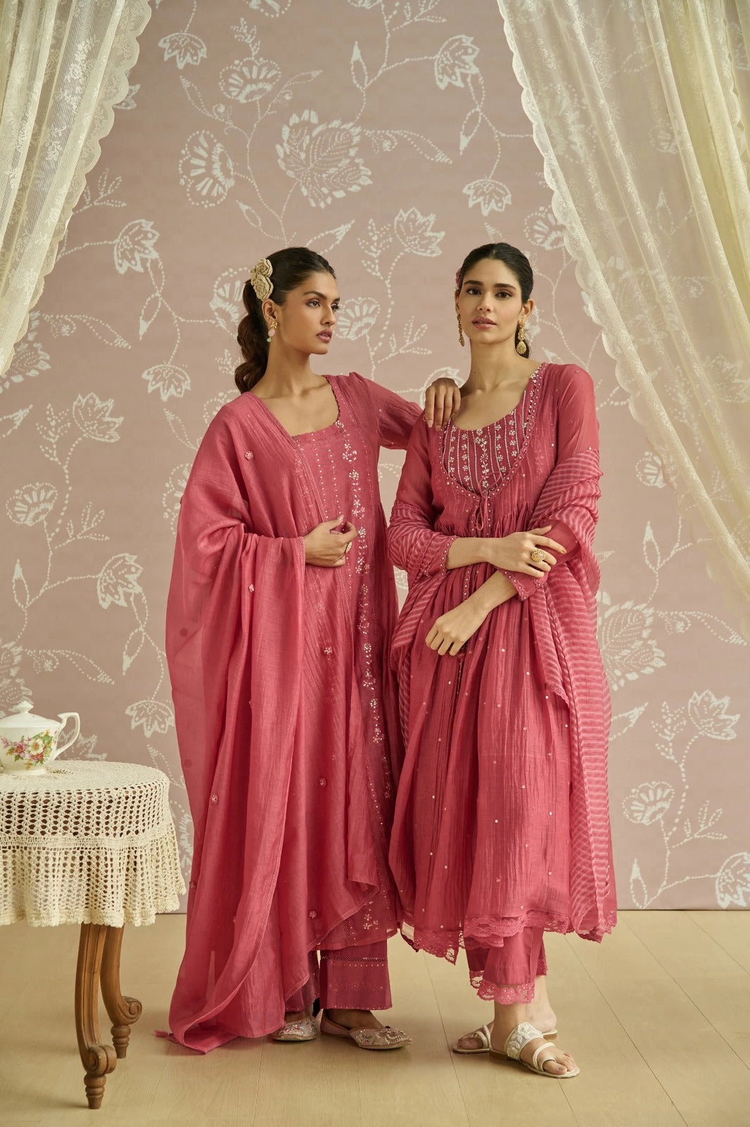 Rose Pink Embellished Kurta Set