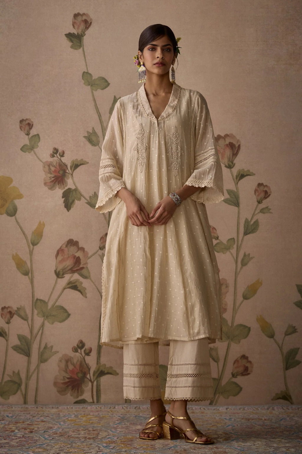 Ivory Embroidered Kurta Set