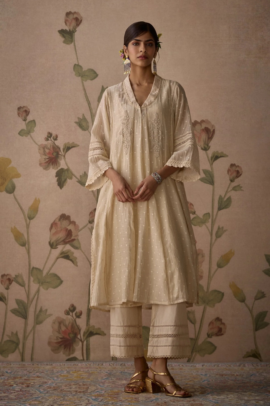 Ivory Embroidered Kurta Set