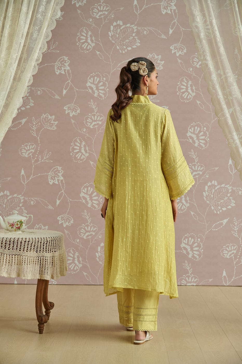 Lime Yellow Embroidered Kurta Set